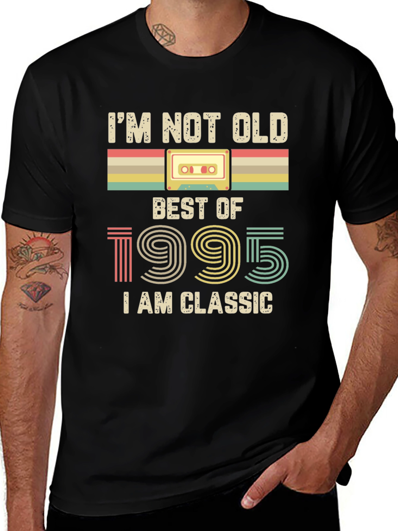 Variant 27 of Retro 1995 Birthday T-Shirt: Classic Cassette Tape Design