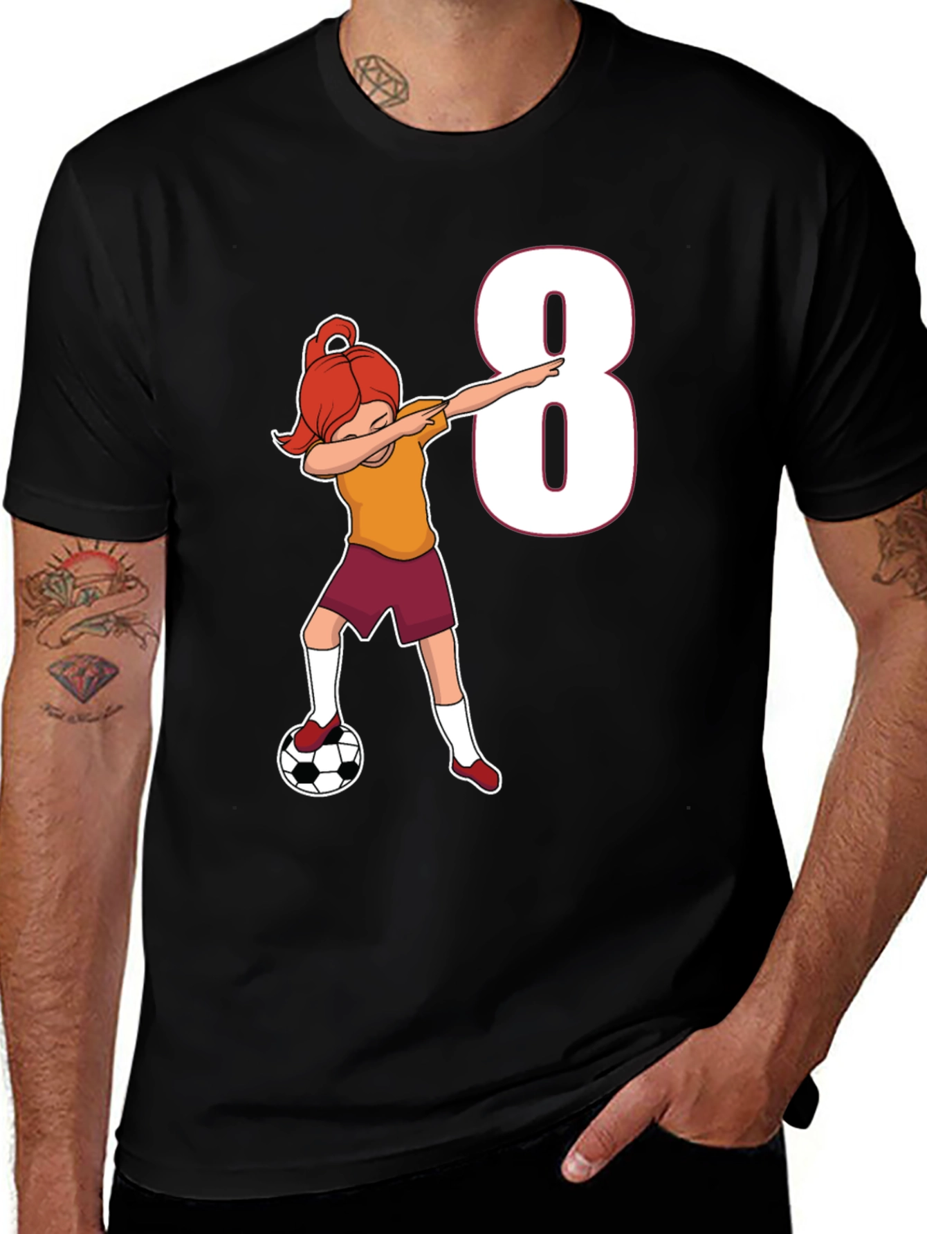 Variant 12 of Dabbing Soccer Girl T-Shirt - Number 8