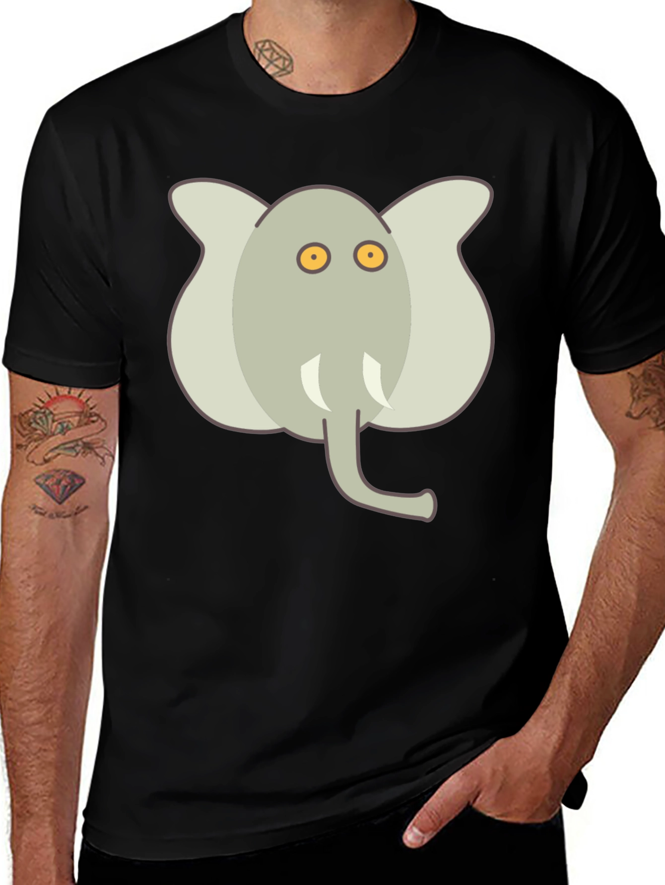 Variant 30 of Elephant Graphic Print Black T-Shirt