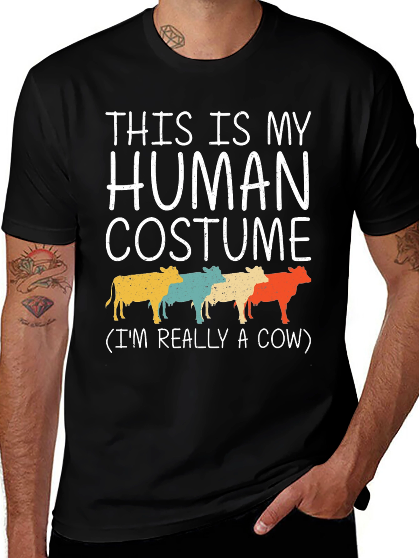 Variant 27 of This Is My Human Costume Cow Graphic T-Shirt