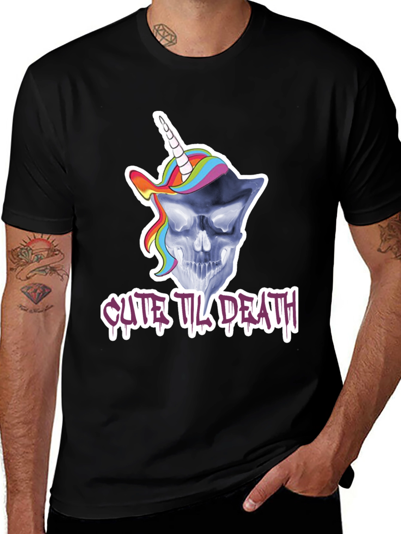 Variant 11 of Cute Til Death Unicorn Skull Graphic T-Shirt