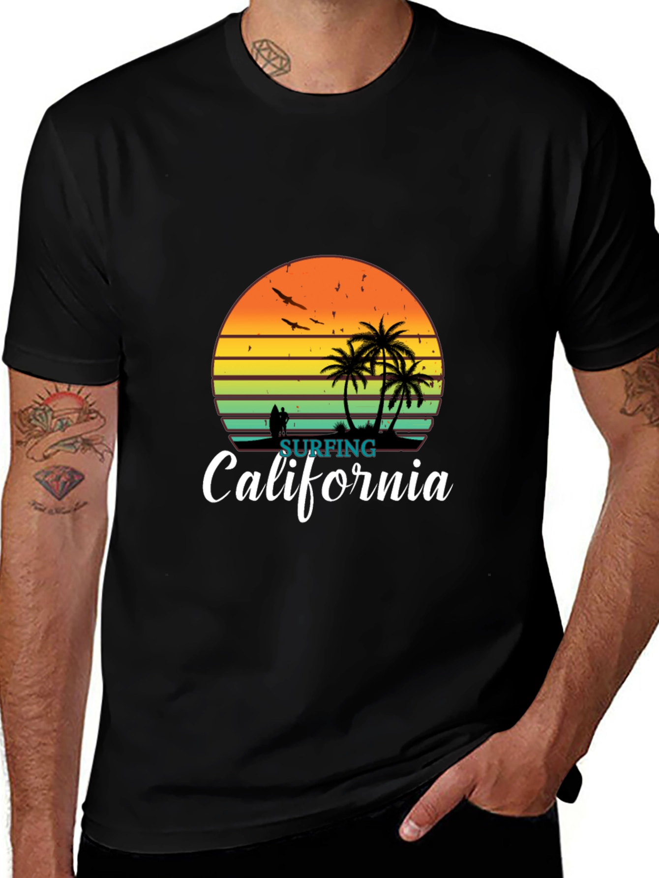 Variant 13 of Surfing California Retro Sunset T-Shirt