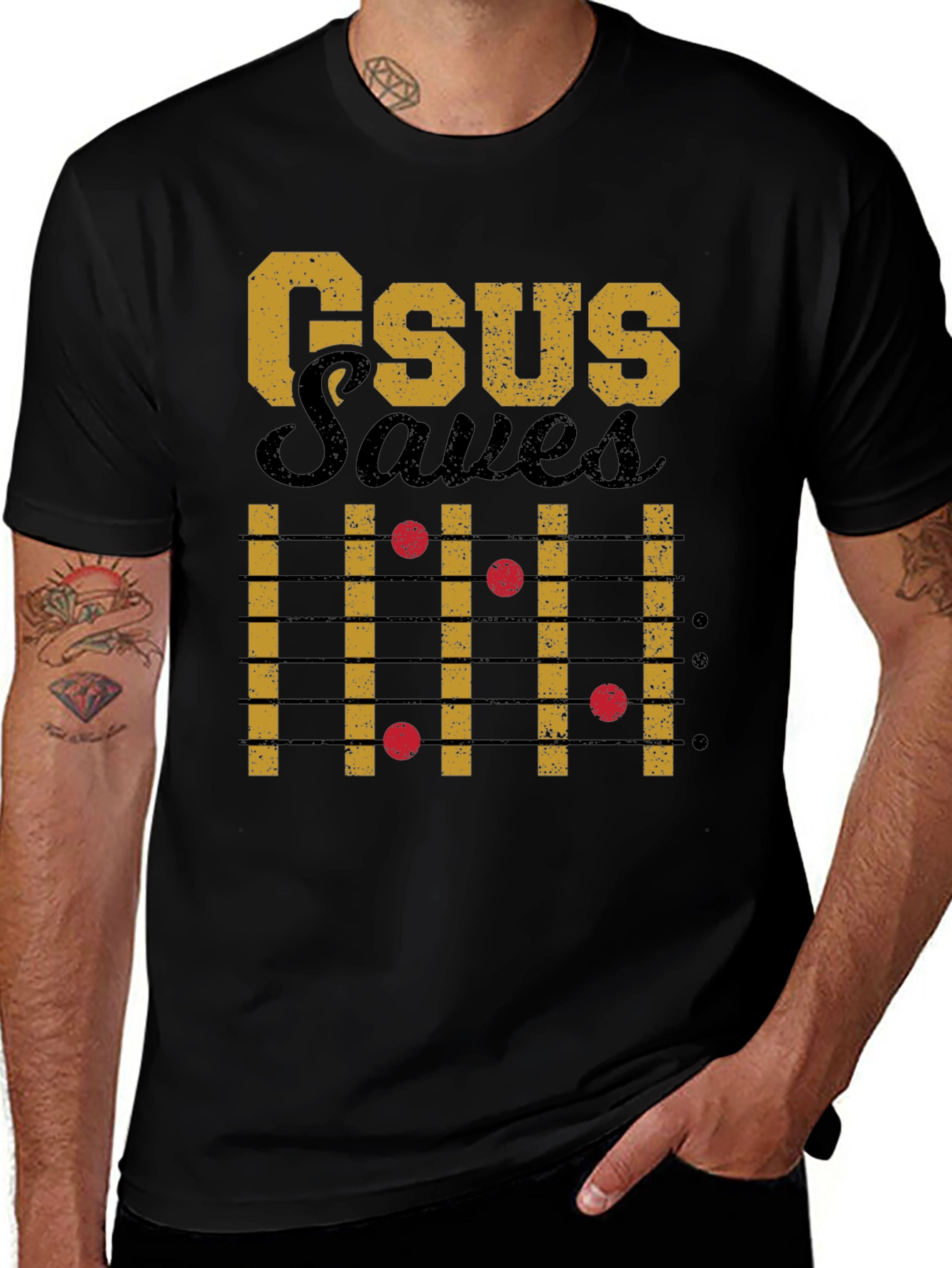 Jesus Saves Guitar Chord T-Shirt