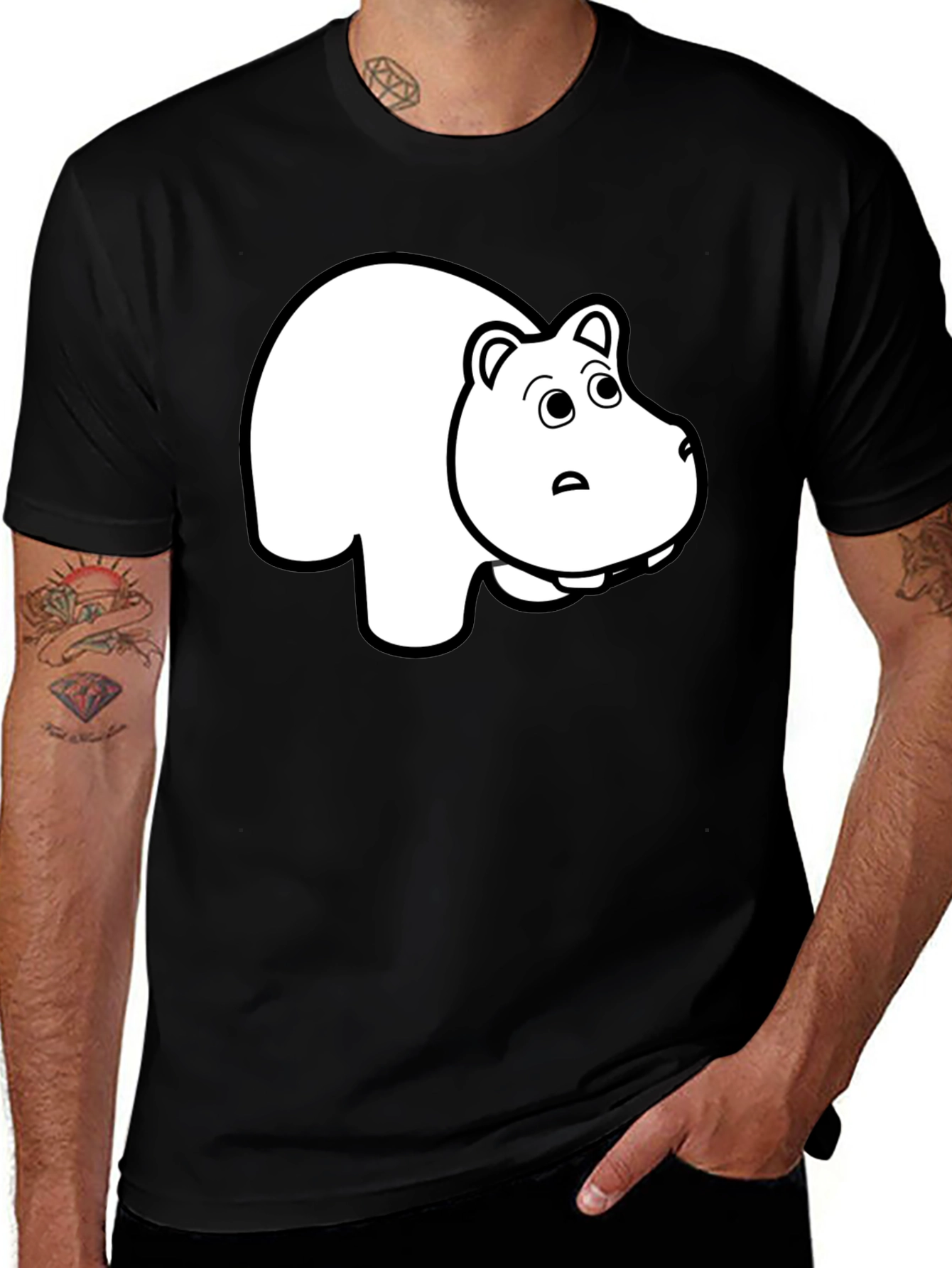 Black T-Shirt with Hippo Graphic