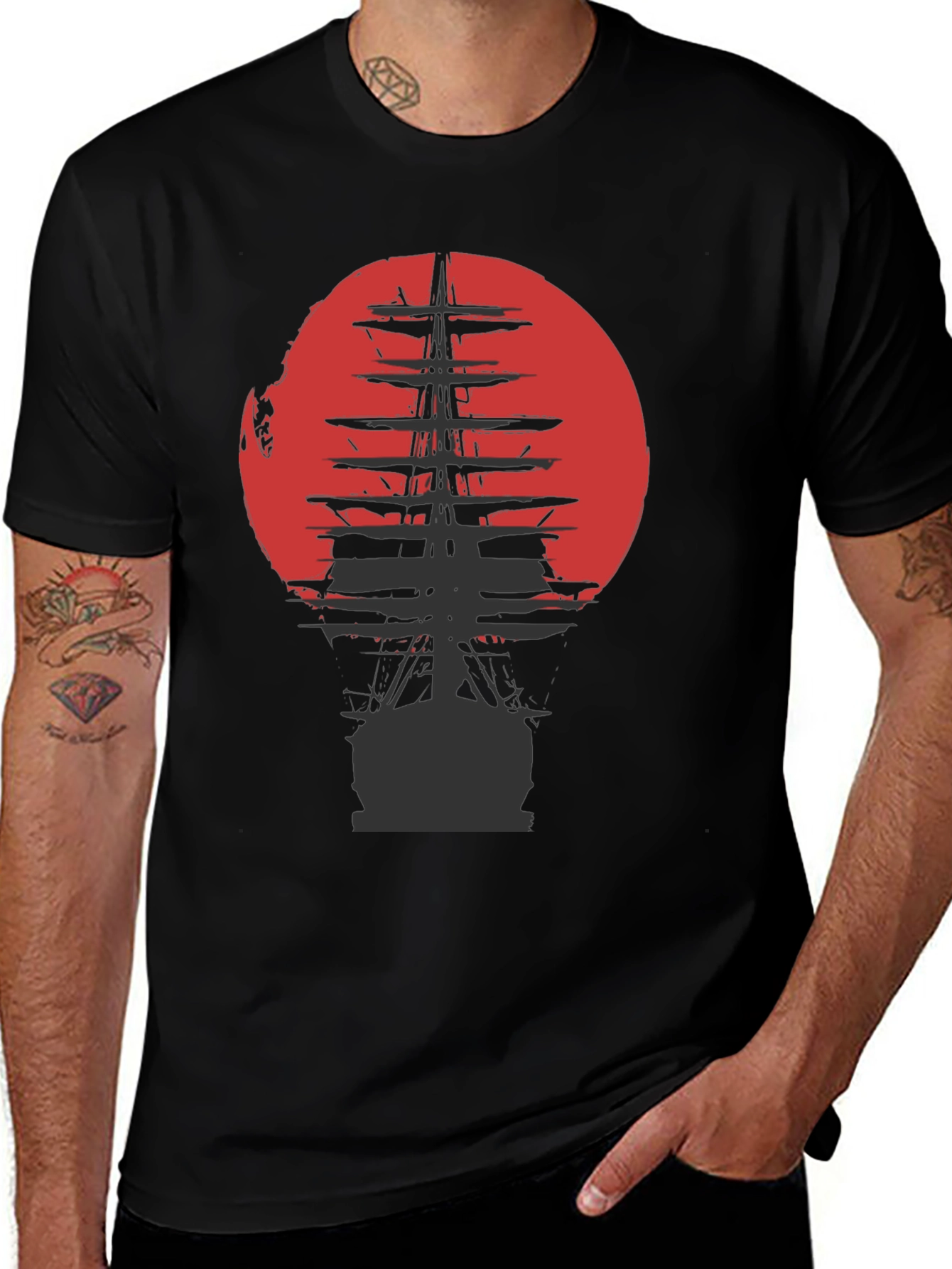 Variant 14 of Vintage Ship Sunset Graphic Tee