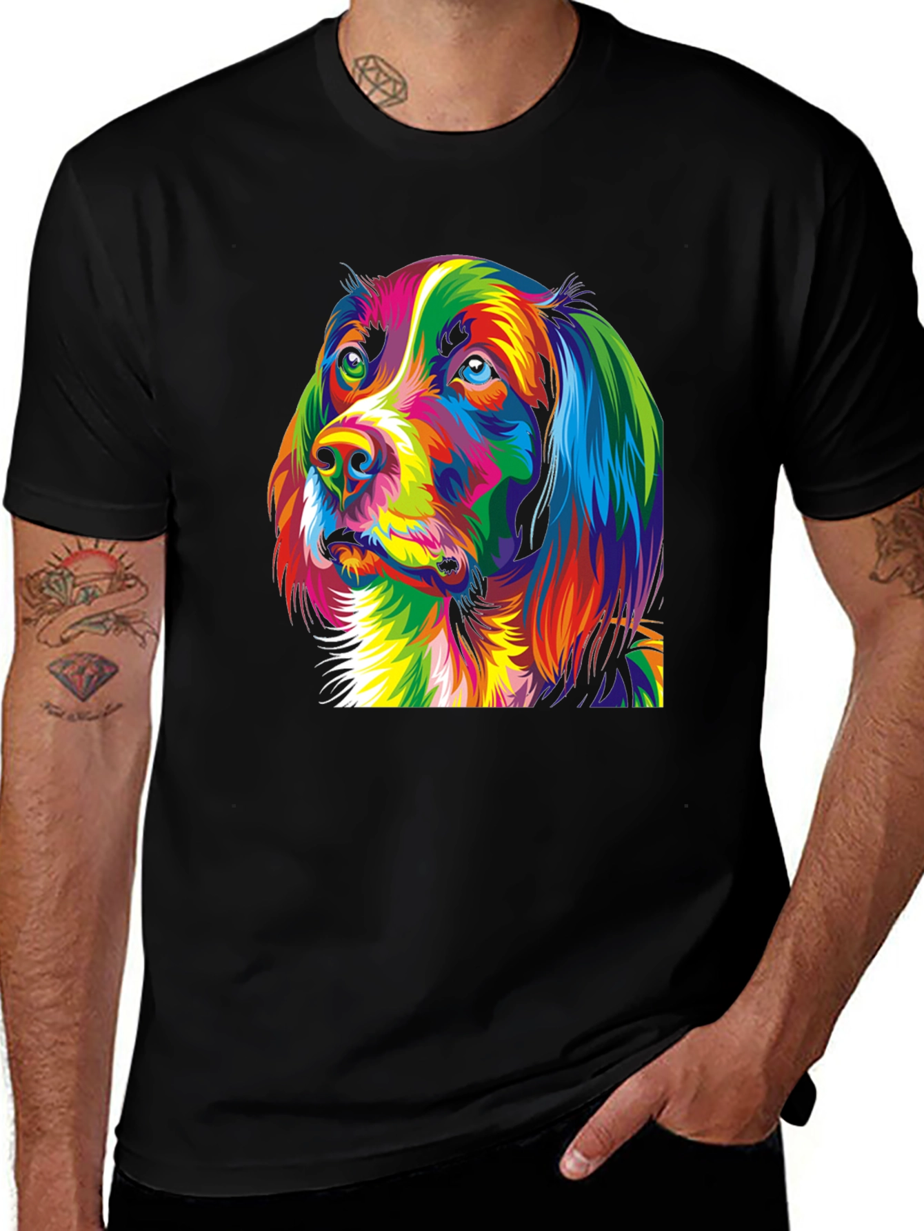 Variant 16 of Vibrant Dog Art Black T-Shirt
