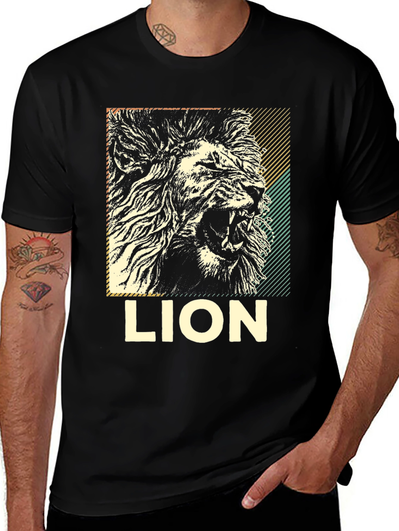 Variant 7 of Lion Graphic Print Black T-Shirt