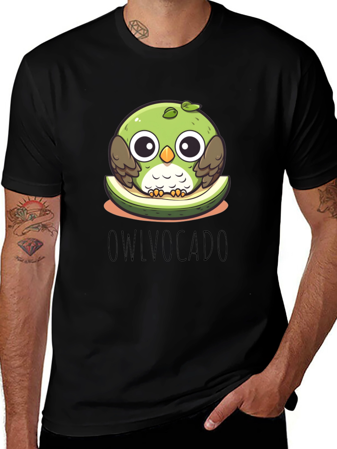 Variant 19 of Owl Avocado Graphic T-Shirt - Novelty Tee