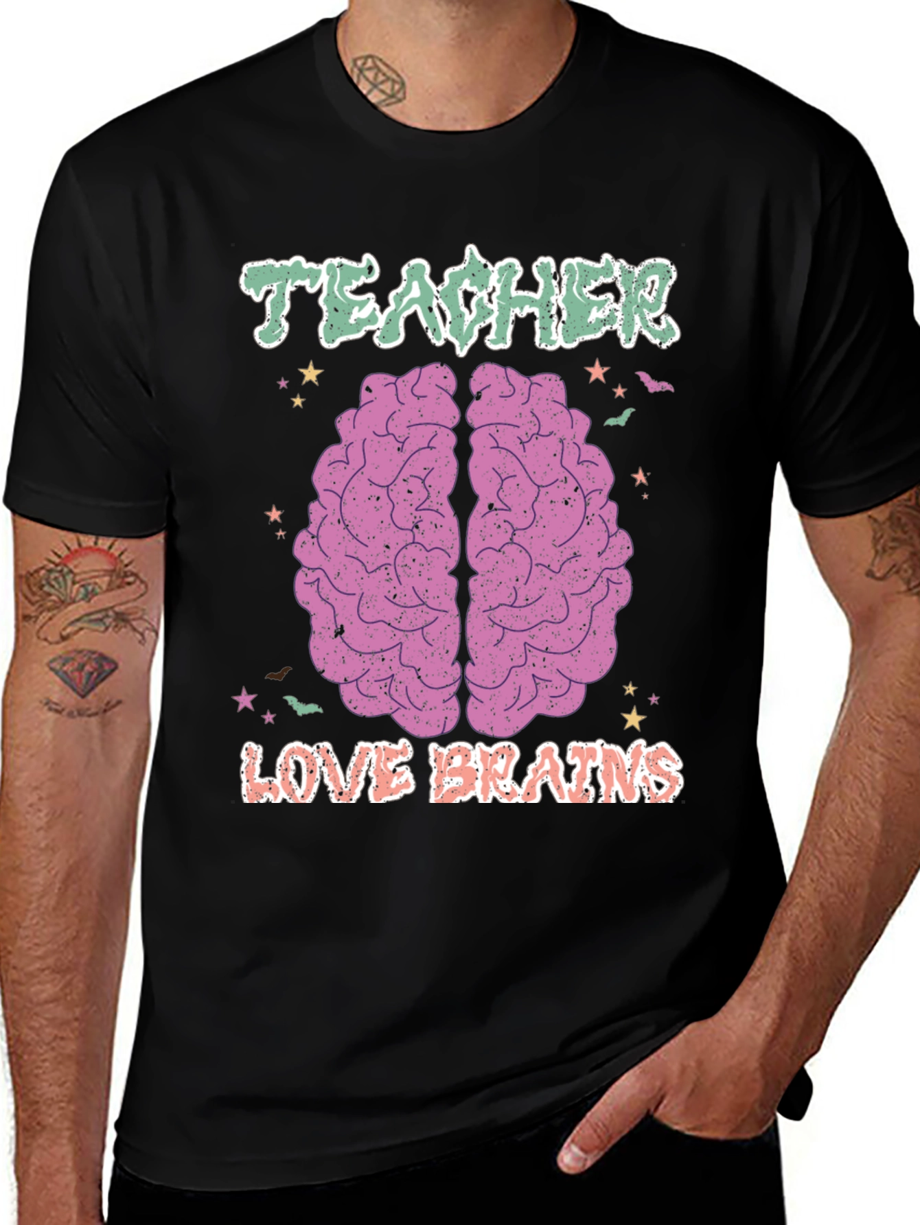 Variant 4 of Teacher Love Brains T-Shirt Halloween