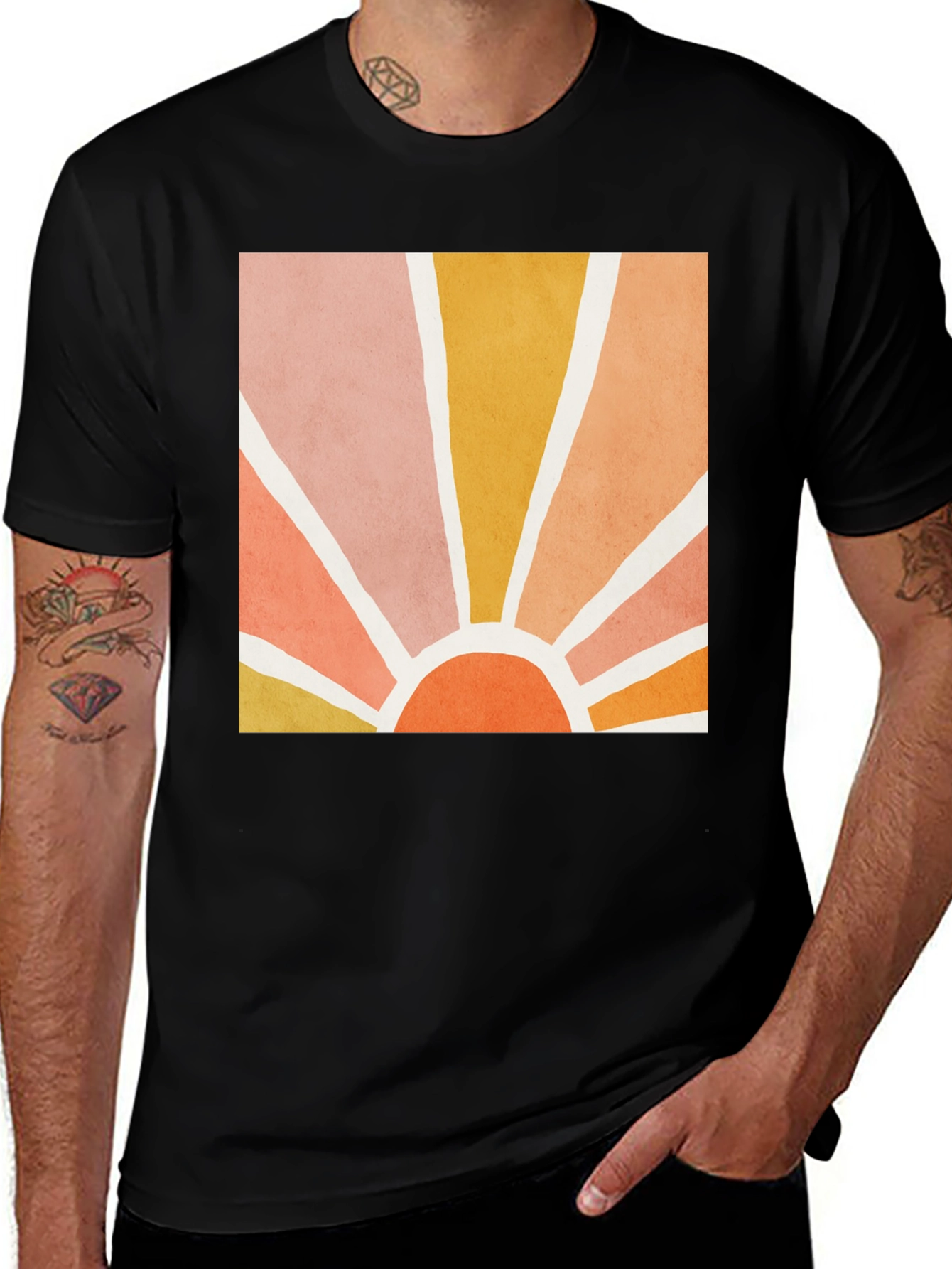 Variant 27 of Retro Sun Graphic Tee - Vintage Style Comfort