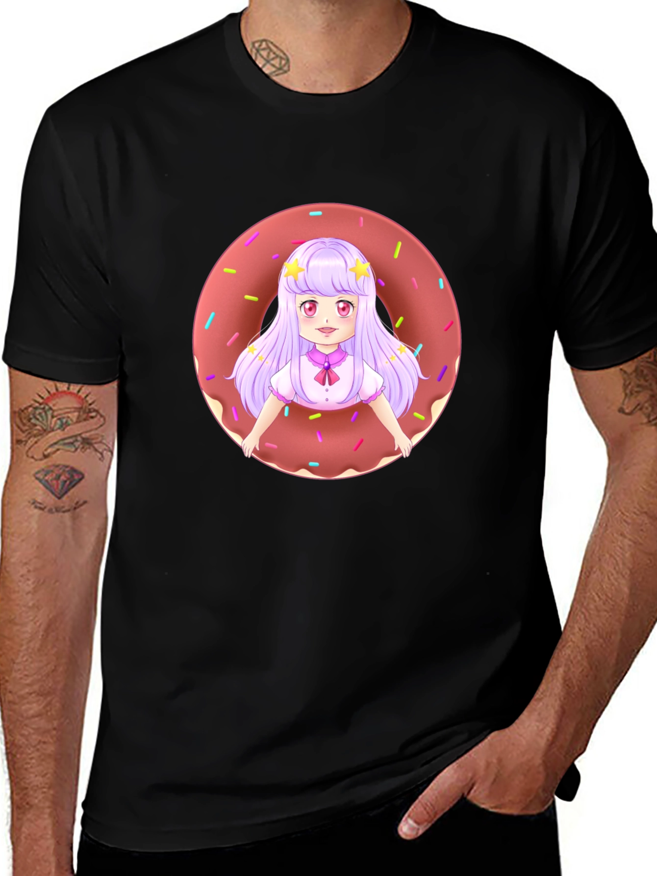 Variant 17 of Anime Girl Donut Graphic T-Shirt
