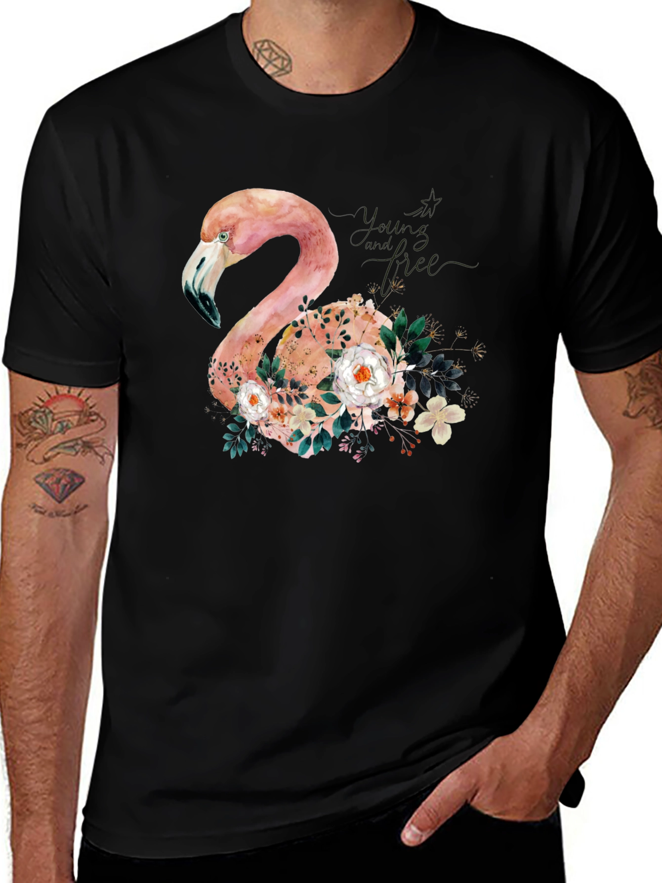 Variant 6 of Floral Flamingo Graphic Tee - Unique Style