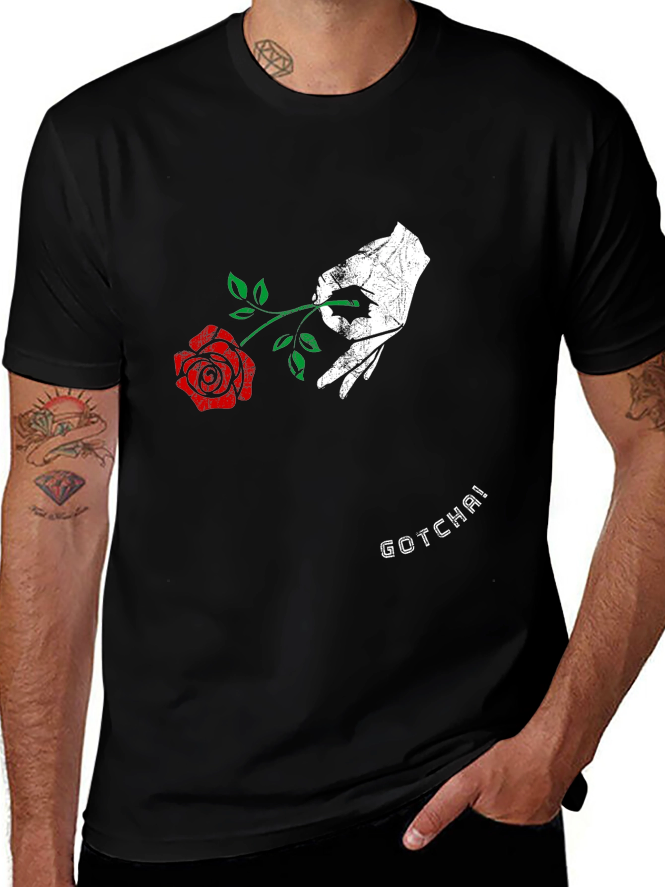 Variant 5 of Gotcha Rose Graphic Tee - Men's Black Cotton T-Shirt
