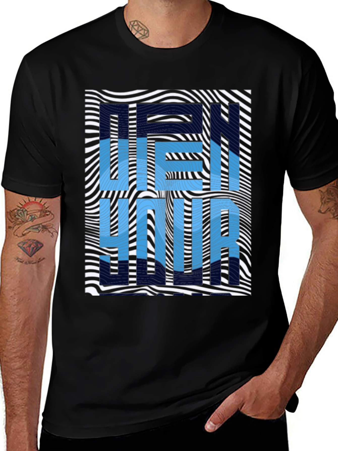 Variant 8 of Optical Illusion Graphic Print Tee - Open Your Mind