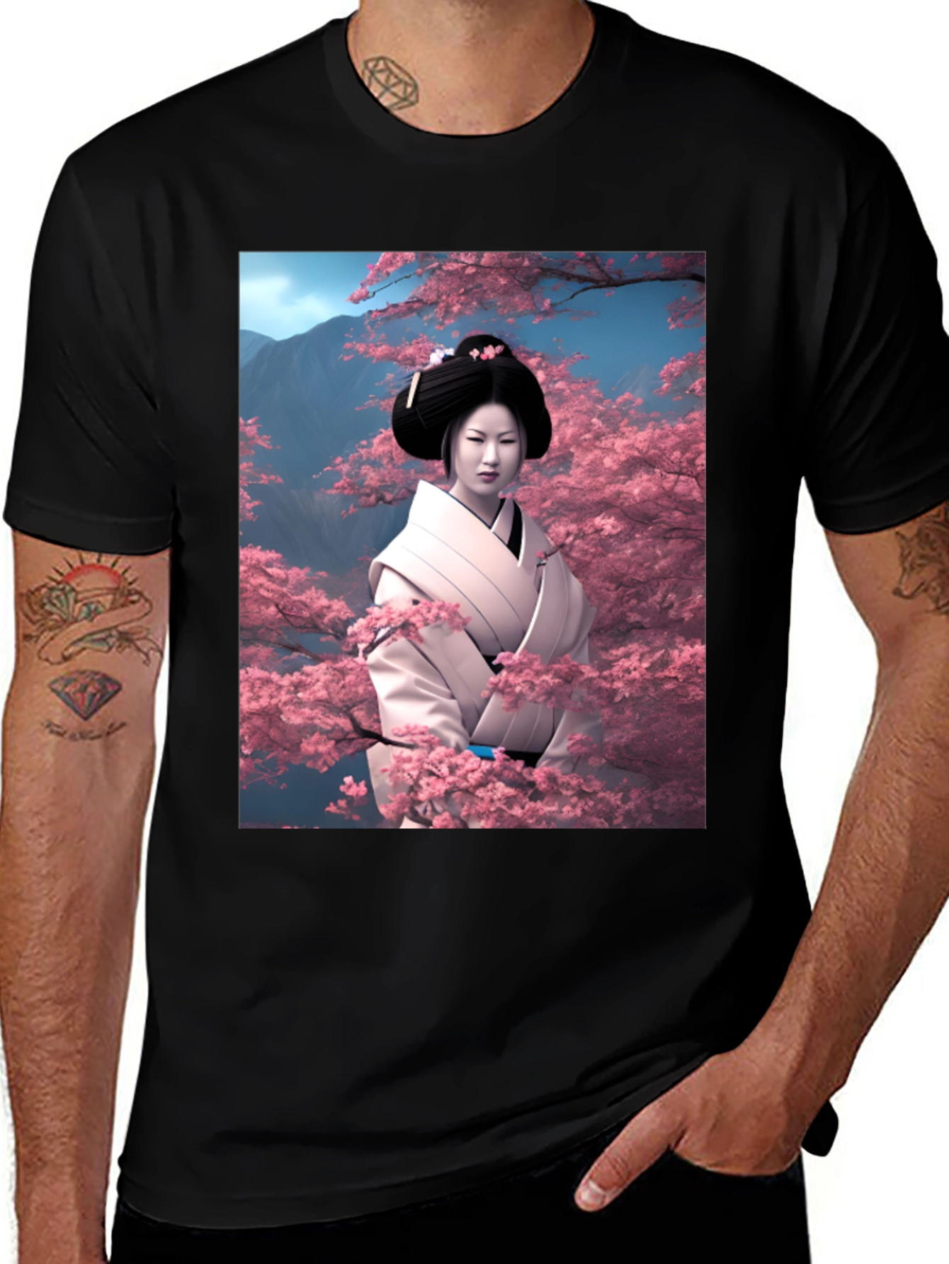 Variant 21 of Geisha Cherry Blossom T-Shirt