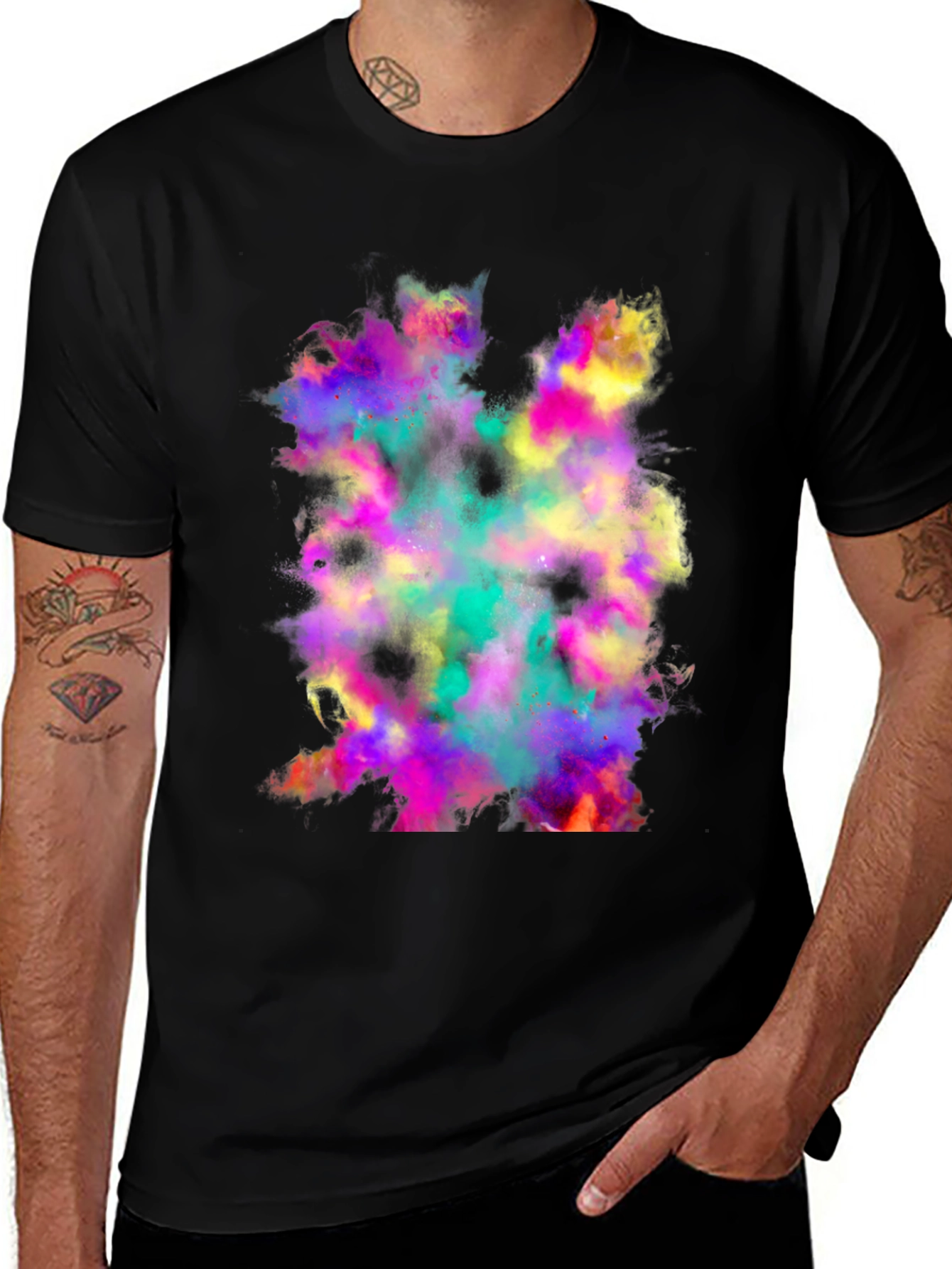 Variant 14 of Vibrant Color Cloud Black T-Shirt