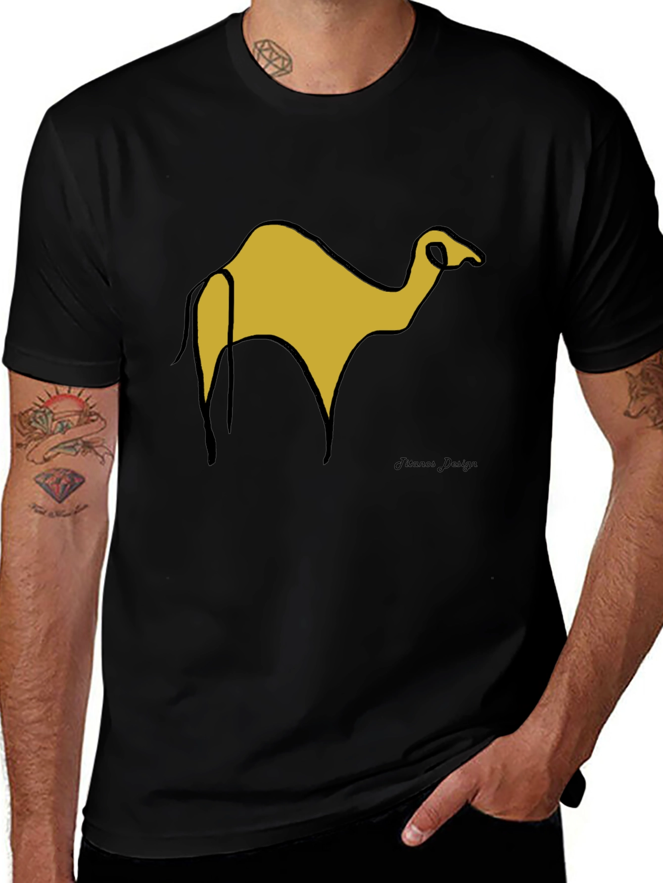 Black Black T-Shirt with Camel Graphic main image
