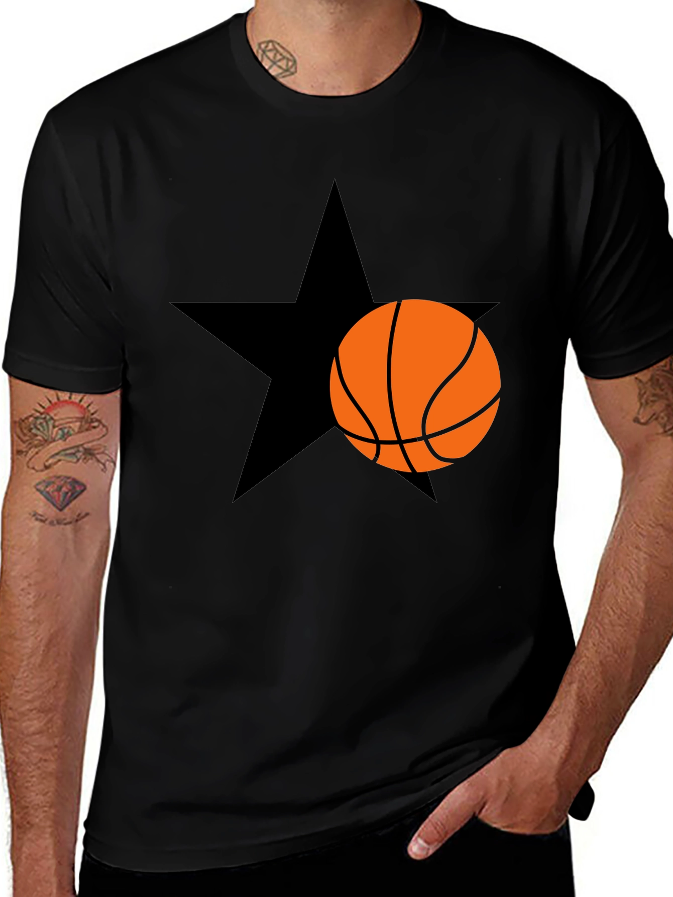 Variant 18 of Star Basketball Graphic Tee - Black