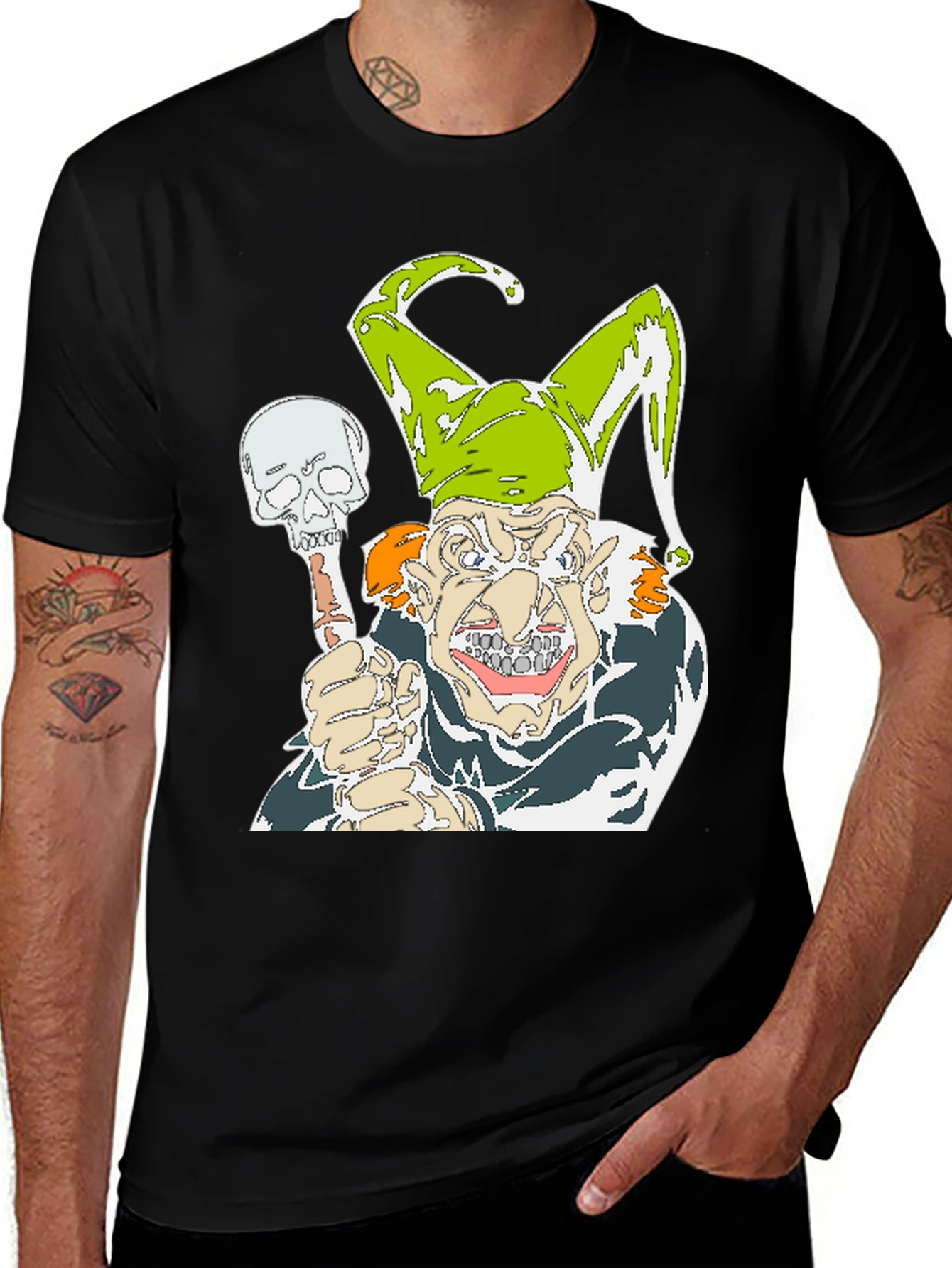 Variant 4 of Men's Black Jester Skull Graphic T-Shirt