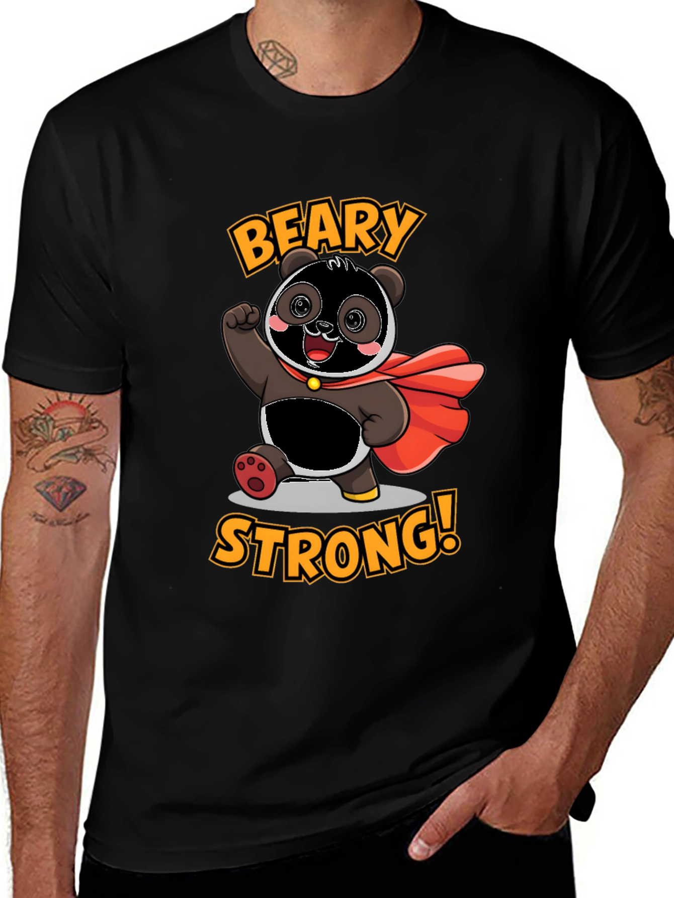 Variant 9 of Beary Strong T-Shirt - Panda Superhero Tee