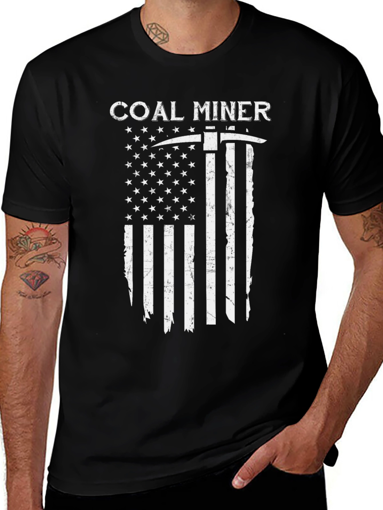Coal Miner American Flag Graphic T-Shirt