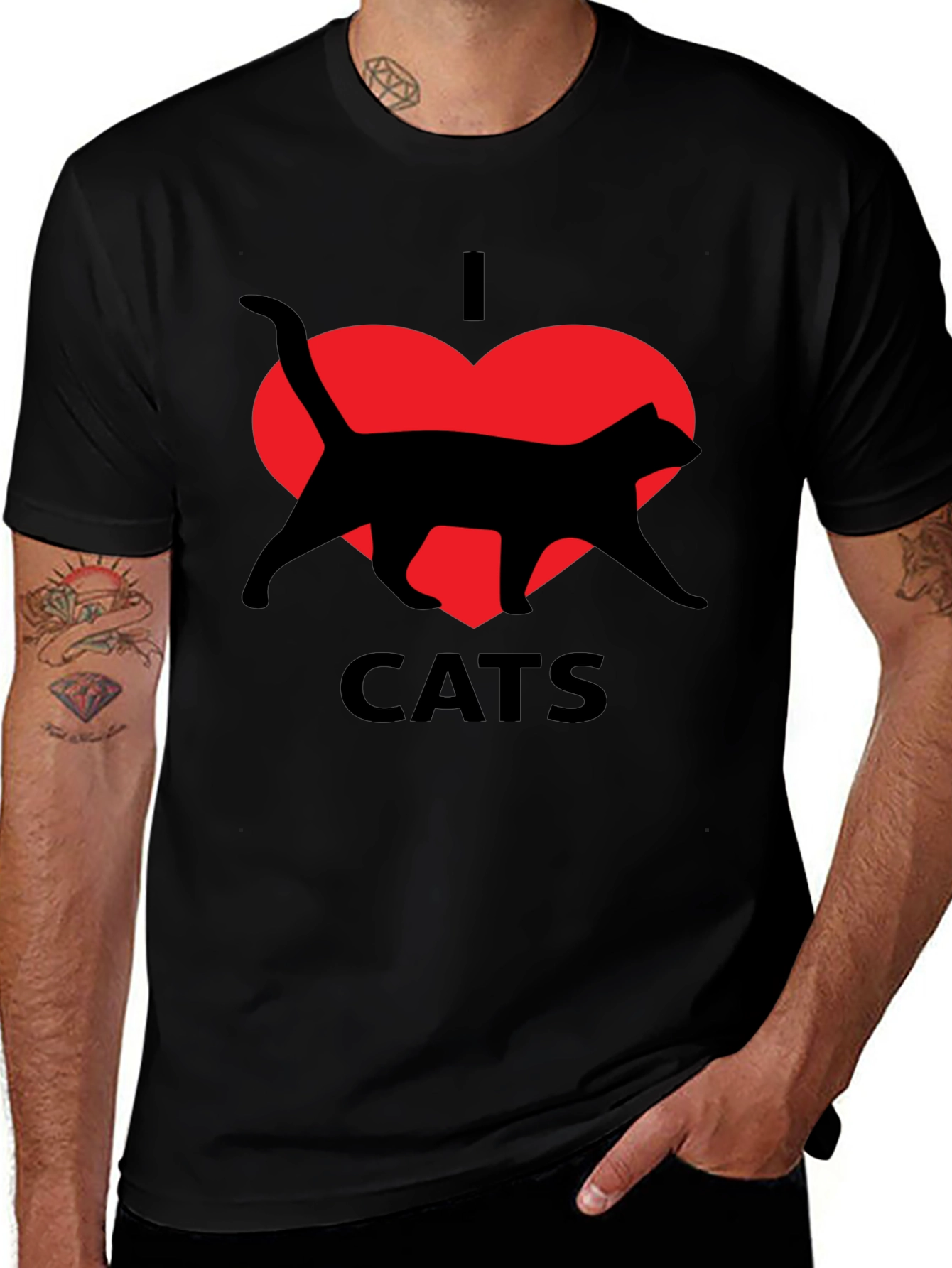 Variant 16 of I Love Cats Black T-Shirt