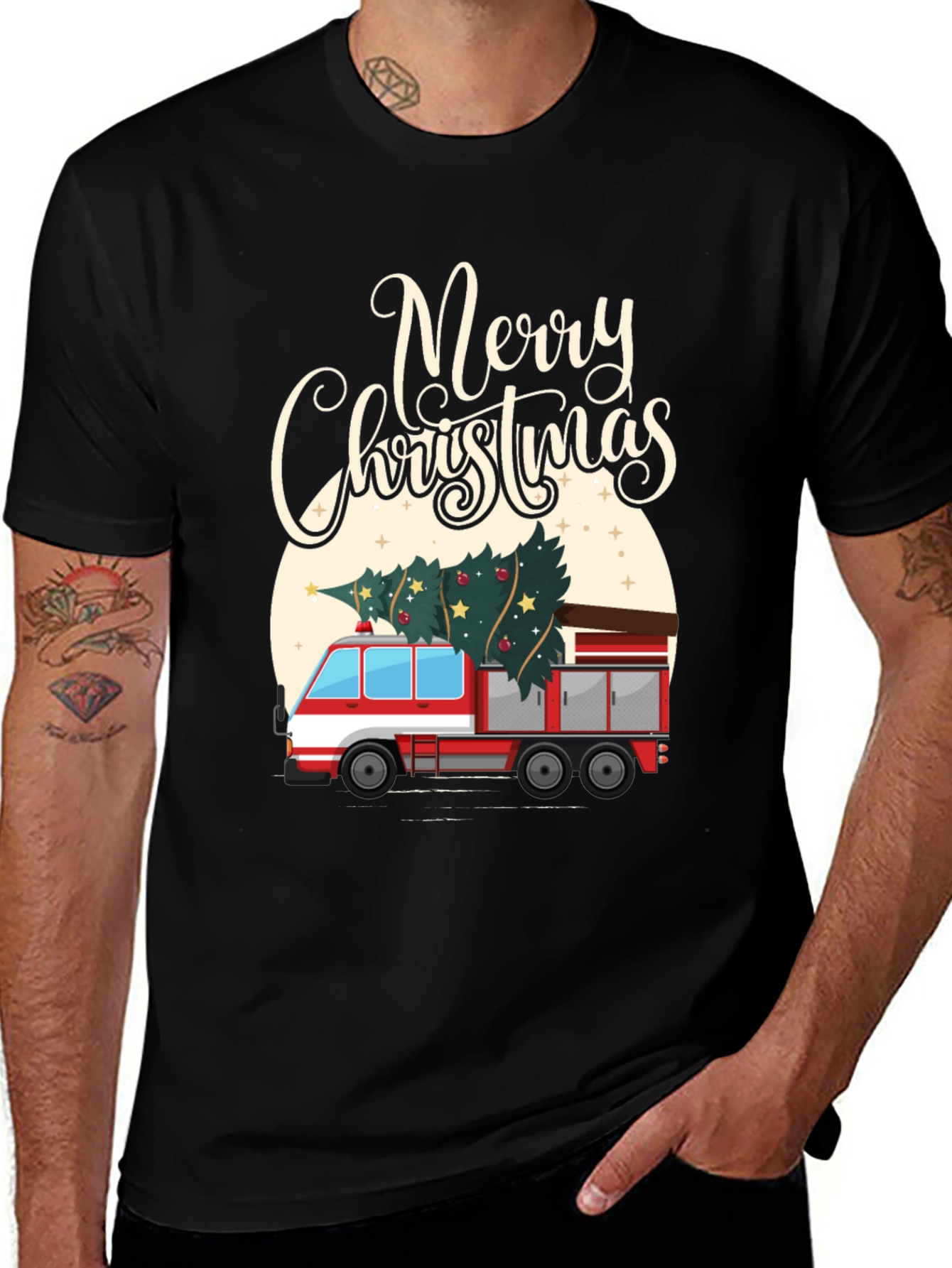 Merry Christmas Firetruck T-Shirt