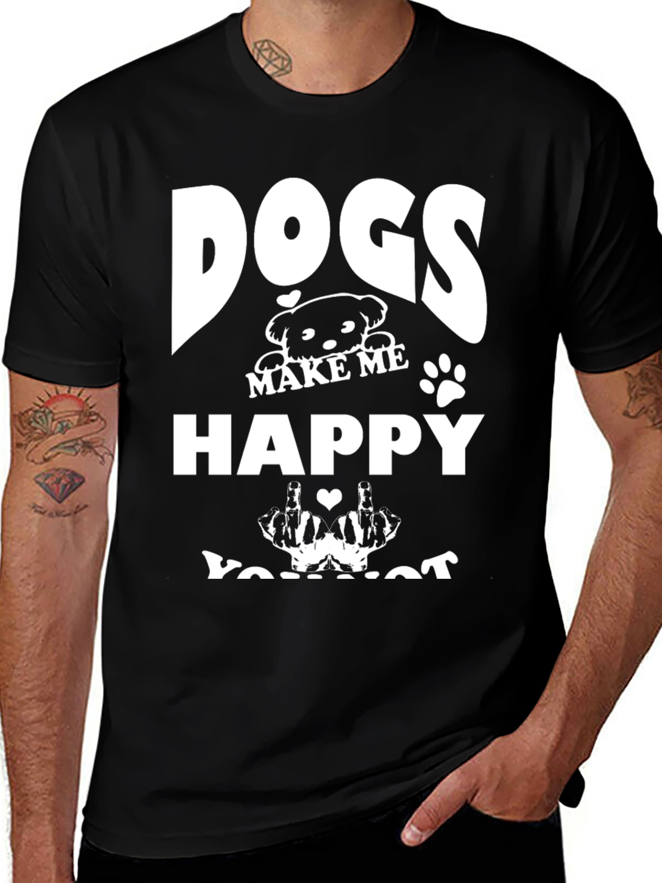 Variant 18 of Dogs Make Me Happy Funny Graphic Tee