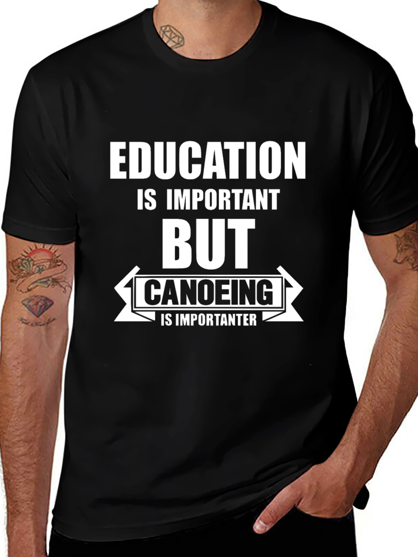 Variant 6 of Funny Canoeing T-Shirt - Education is Important, But Canoeing is Importanter