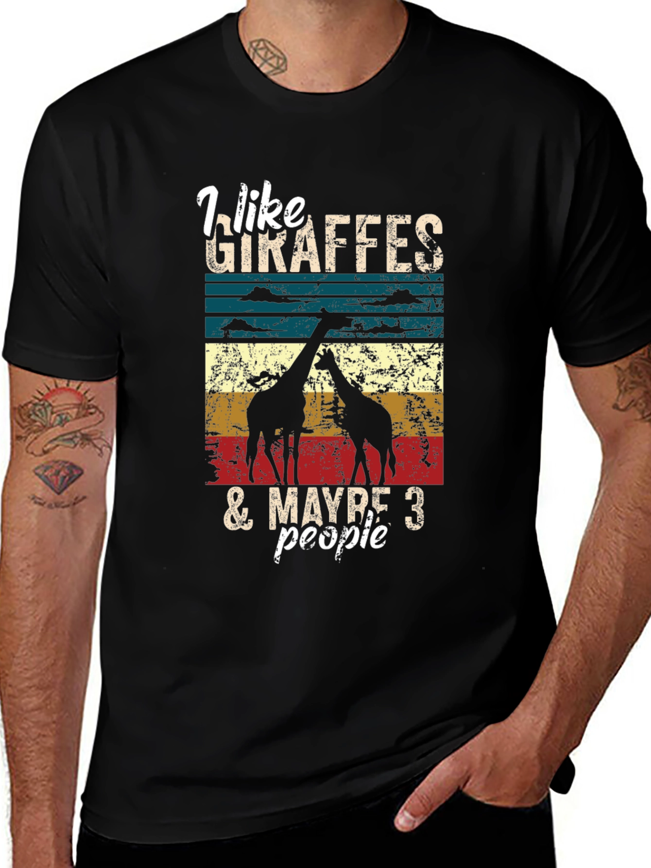 Variant 18 of Giraffe Lover Graphic Tee - I Like Giraffes T-Shirt