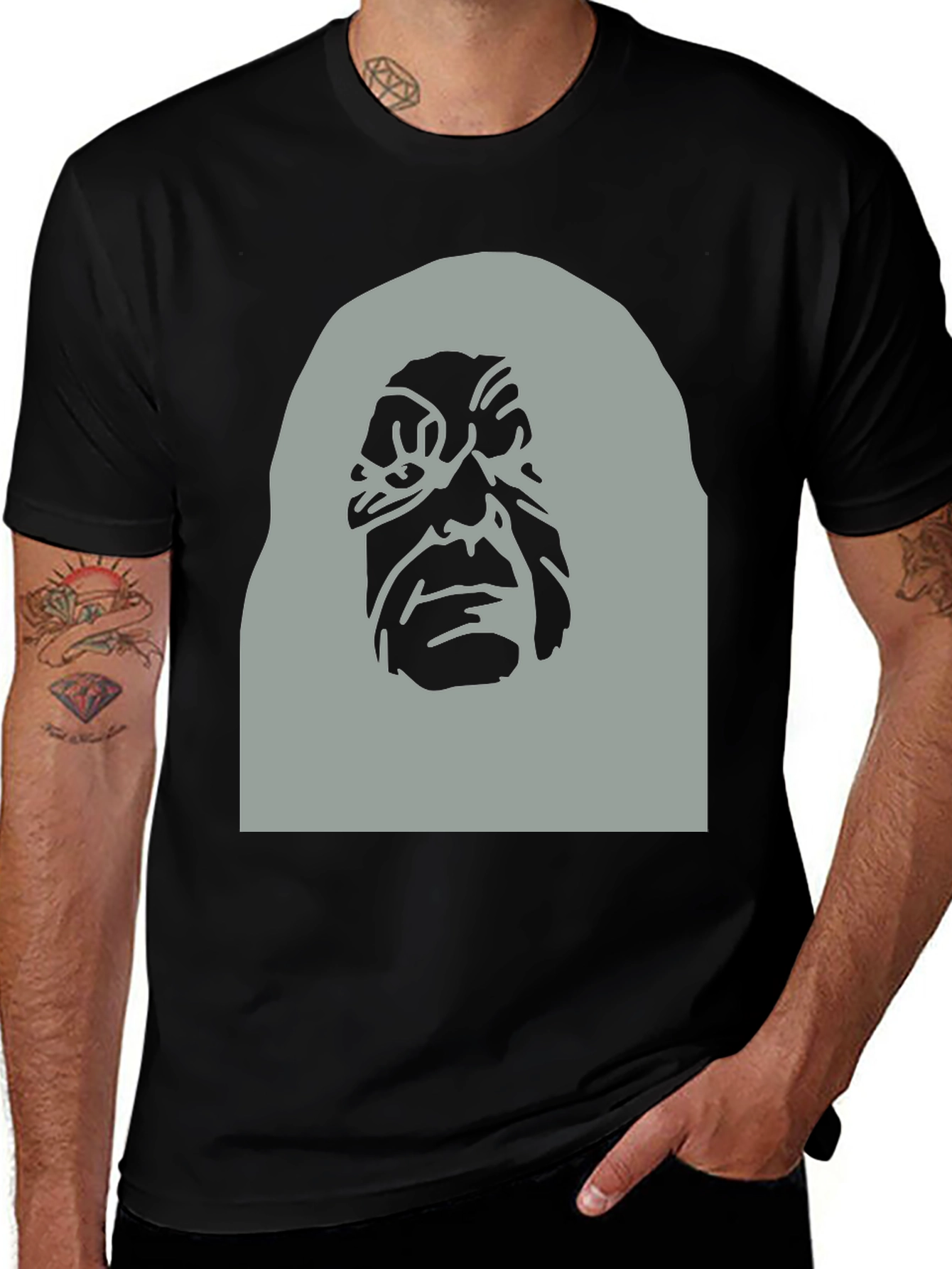 Variant 7 of Abstract Face Graphic Black T-Shirt