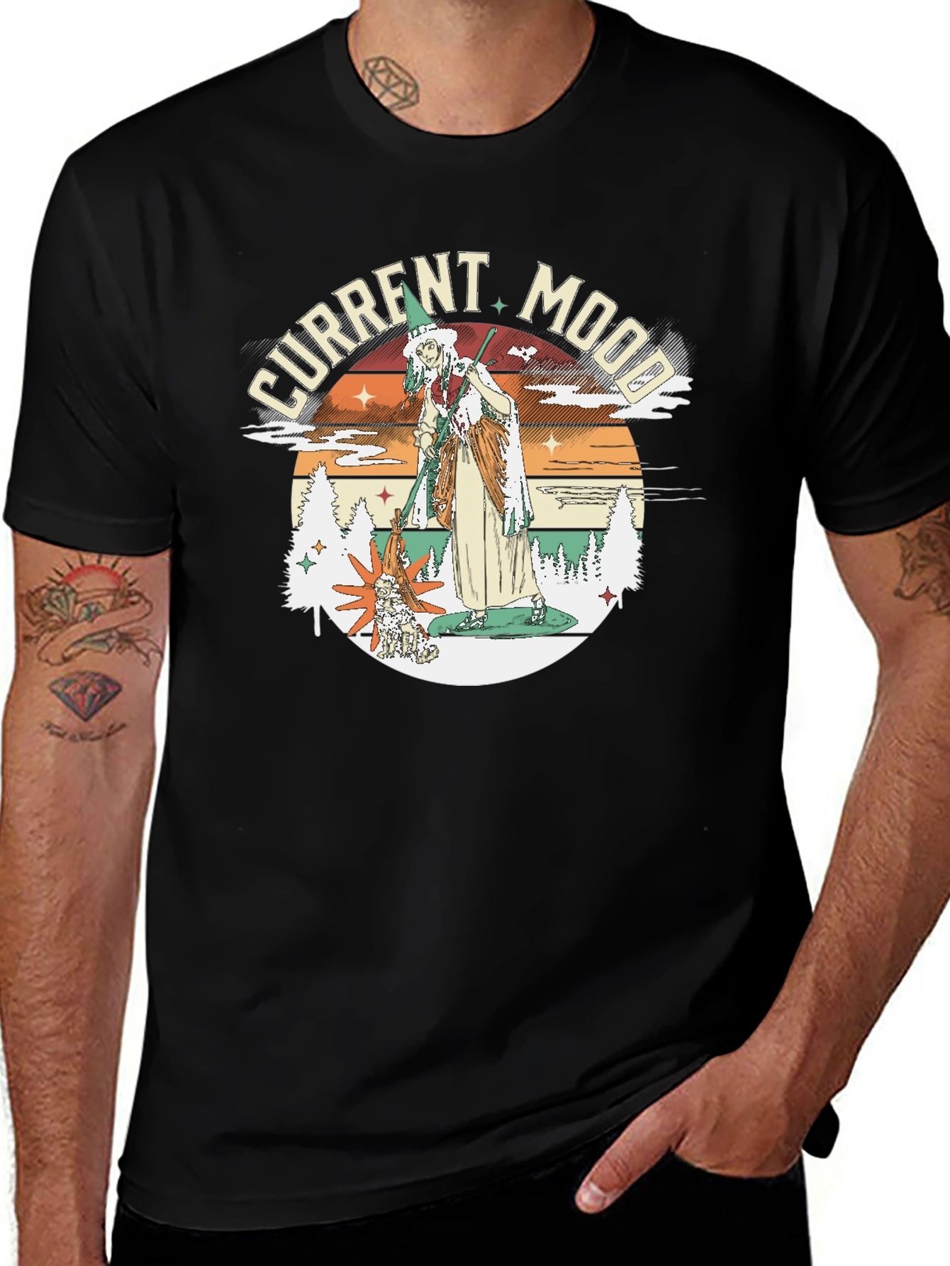 Current Mood Witch Graphic Tee - Unisex Black T-Shirt