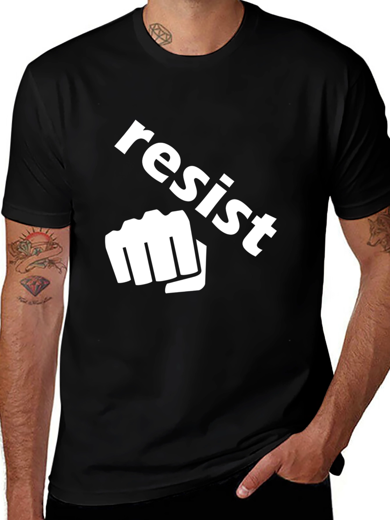 Variant 23 of Resist Fist Graphic Black T-Shirt