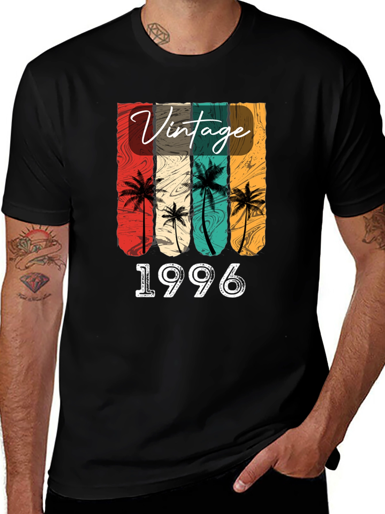 Black Vintage 1996 Palm Tree Graphic T-Shirt main image