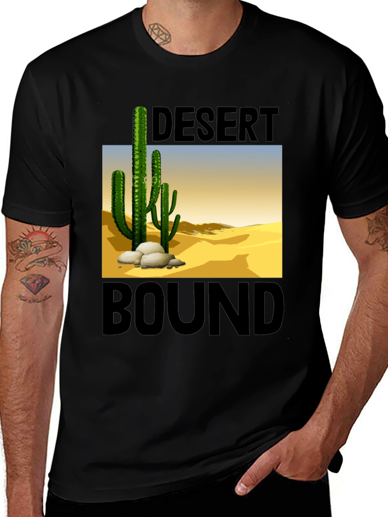 Variant 30 of Desert Bound Graphic Tee - Black Cotton T-Shirt