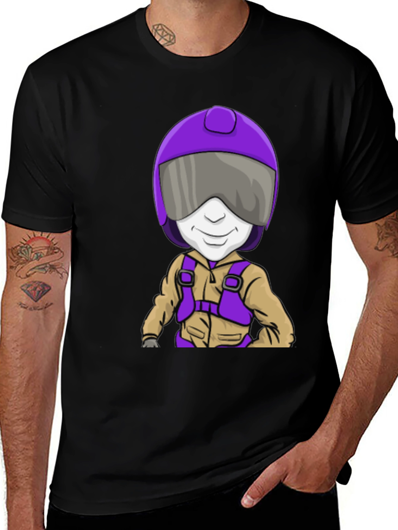 Variant 22 of Cool Skydiver Cartoon Graphic T-Shirt