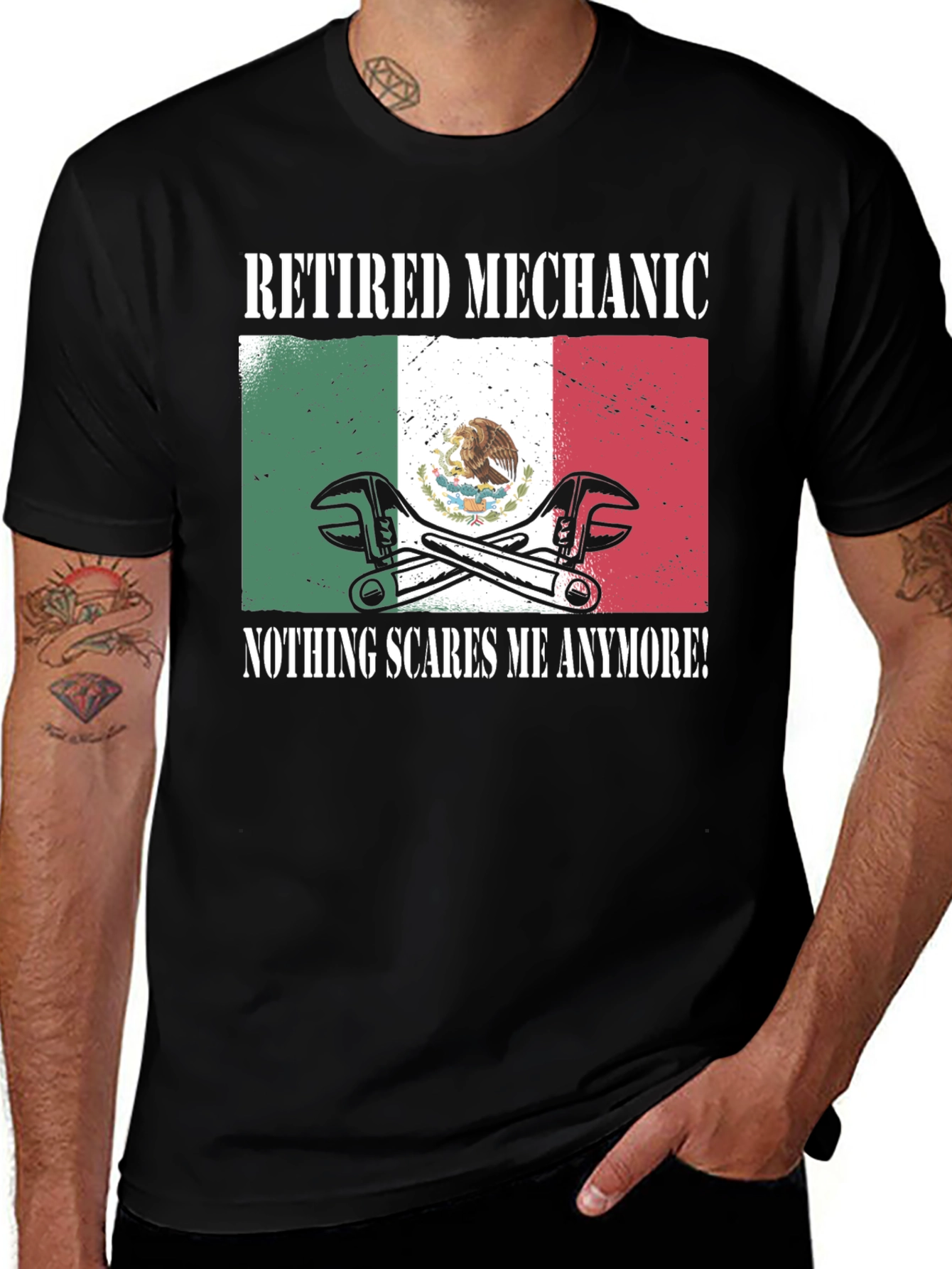 Variant 8 of Retired Mechanic Mexico Flag T-Shirt