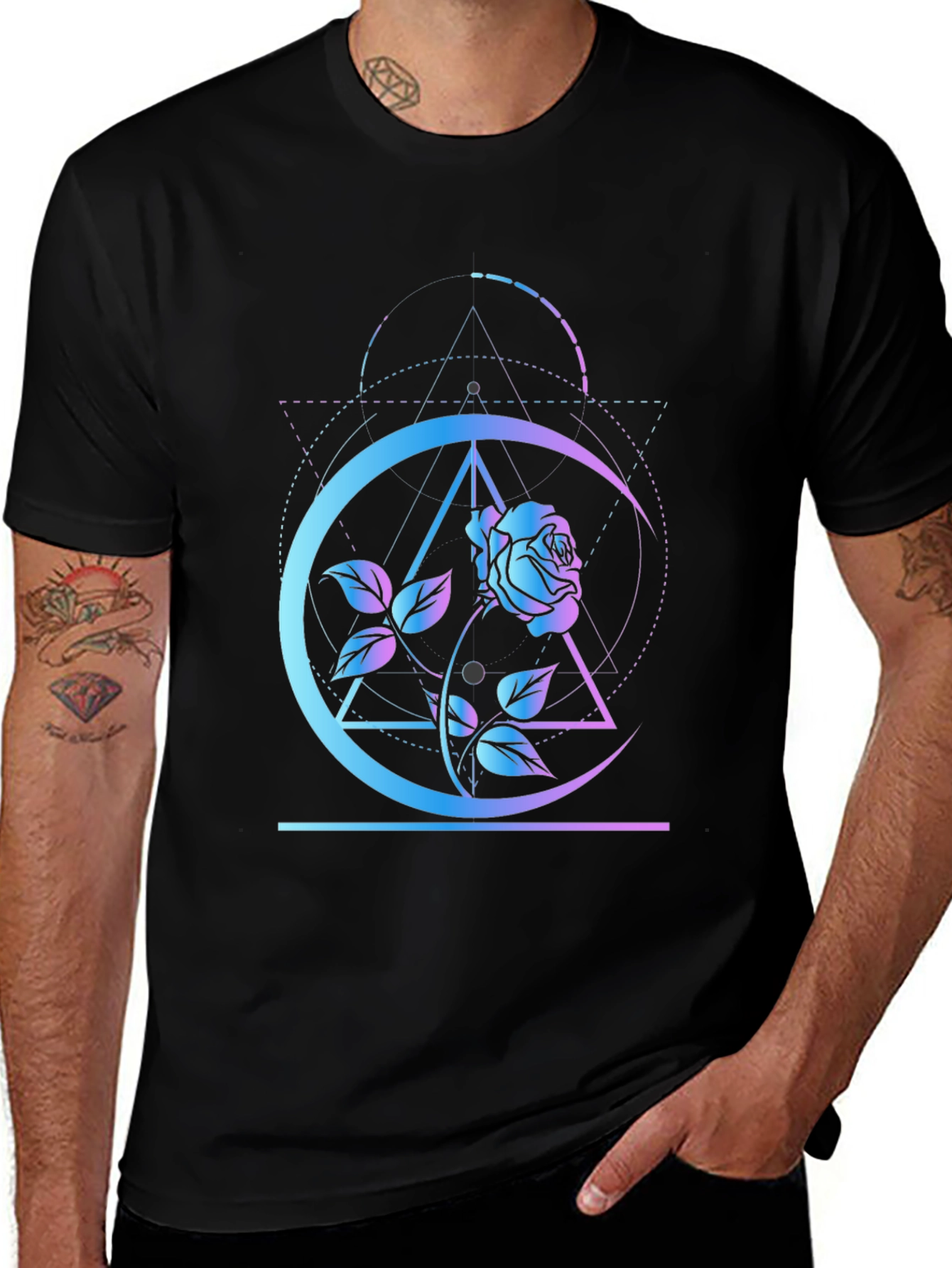 Variant 28 of Mystic Rose Graphic Tee - Celestial Crescent Moon Design
