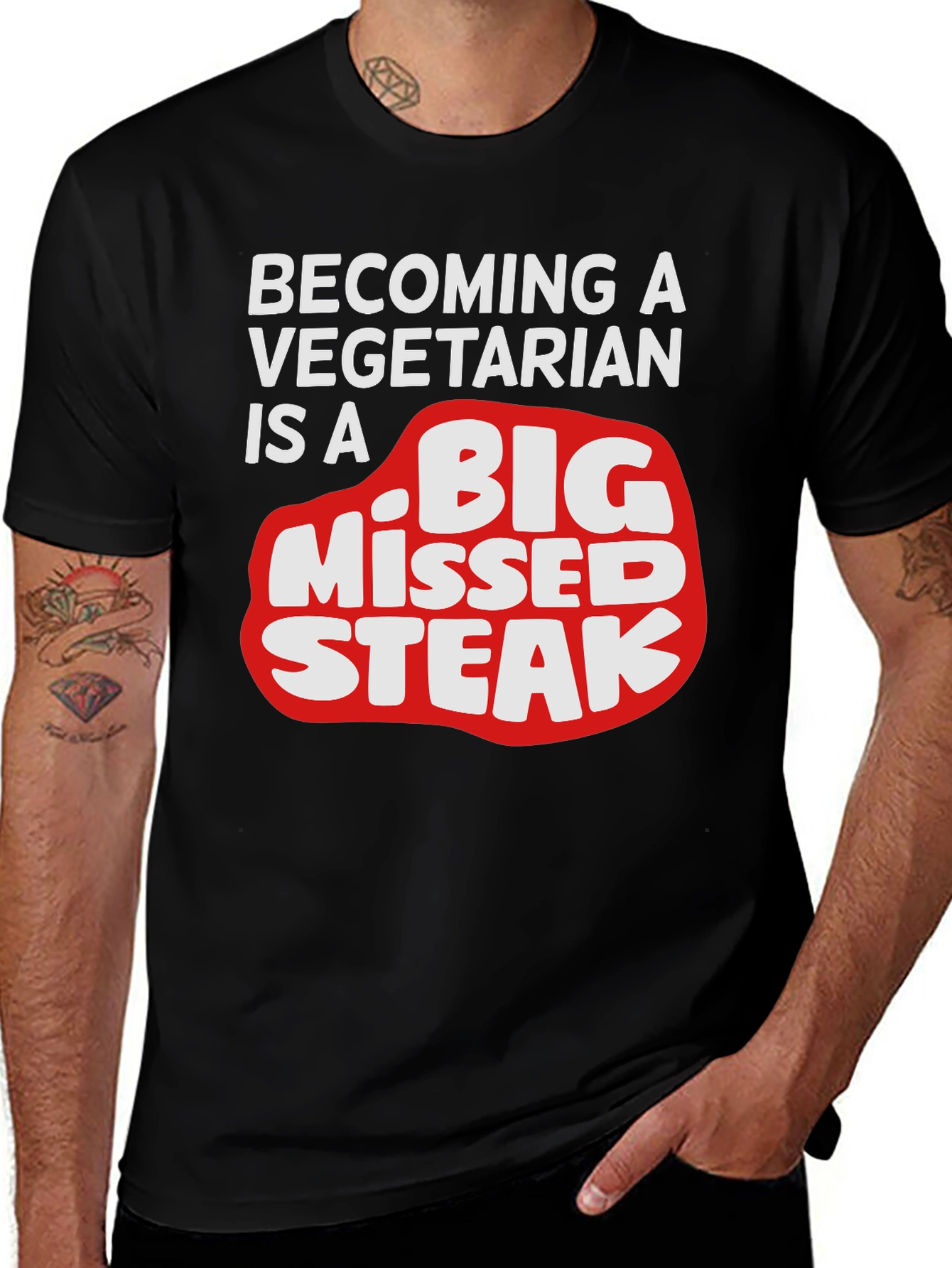 Variant 7 of Funny Vegetarian Humor T-Shirt - Big Missed Steak