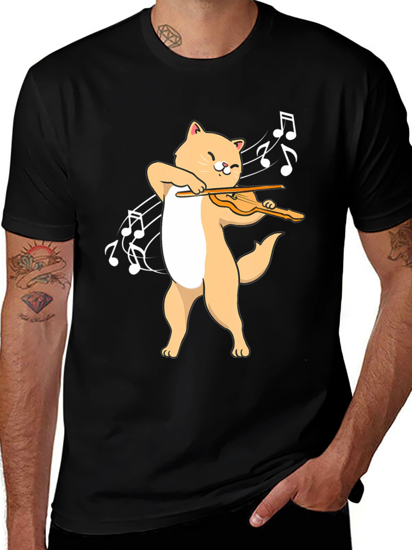 Variant 9 of Cat Playing Violin T-Shirt - Music Lover Tee