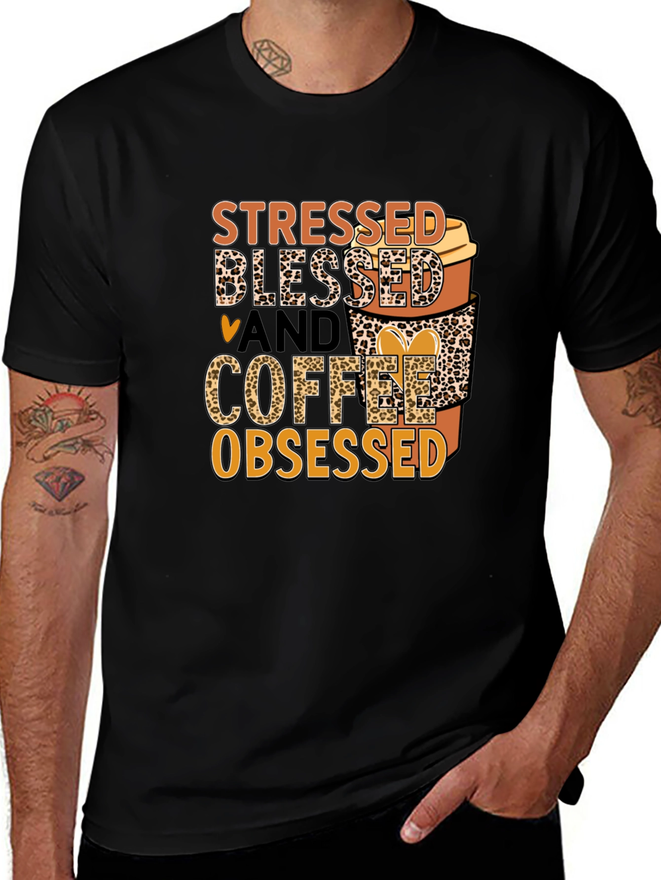 Variant 15 of Stressed Blessed Coffee Obsessed Graphic Tee