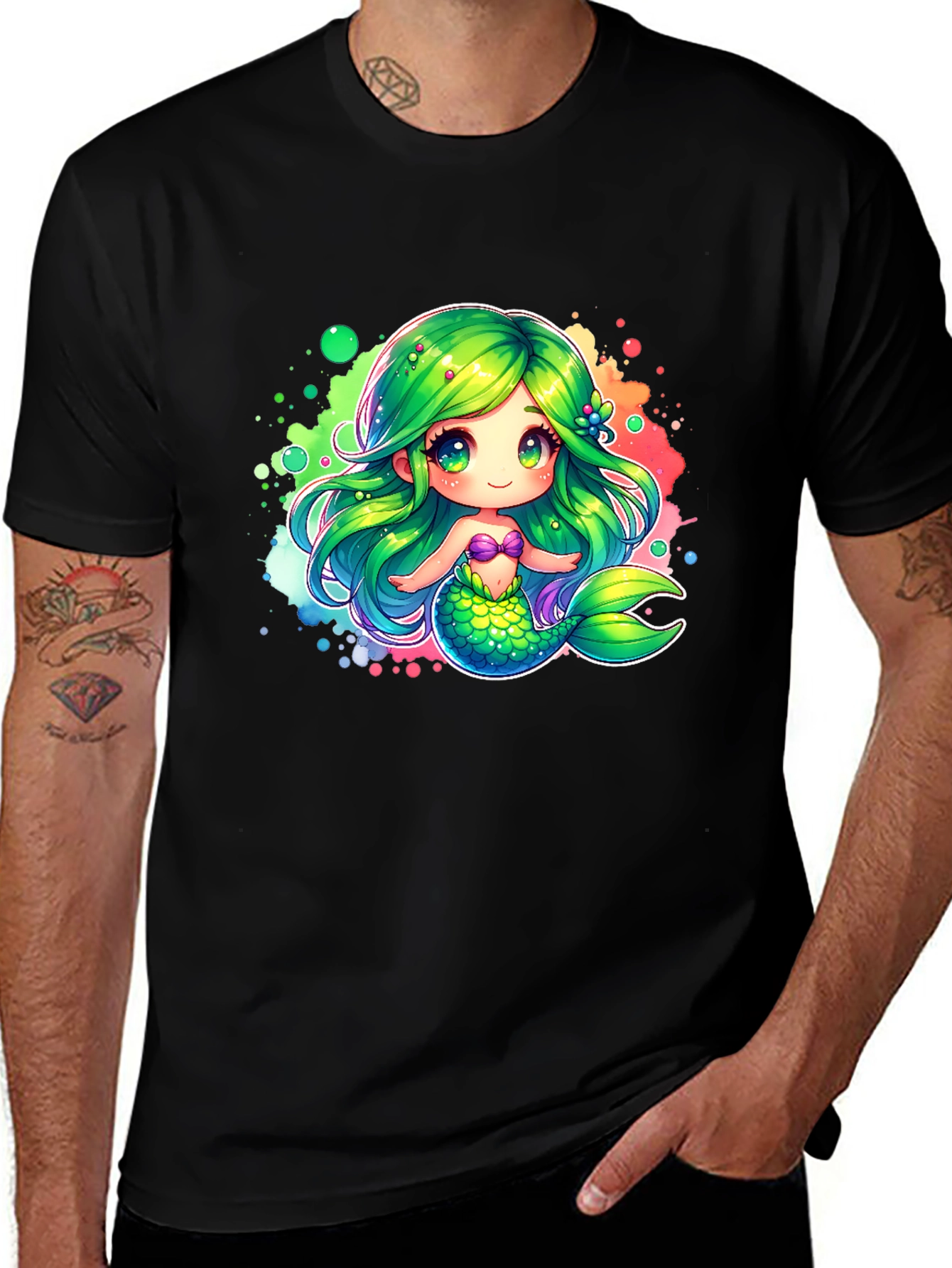 Variant 17 of Mermaid Graphic Tee - Cute Cartoon Style