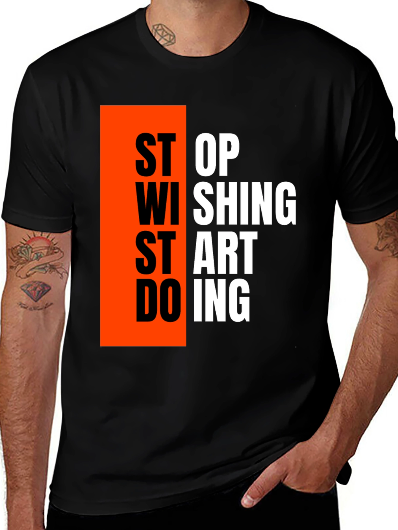 Variant 14 of Motivational Graphic T-Shirt - Stop Wishing, Start Doing