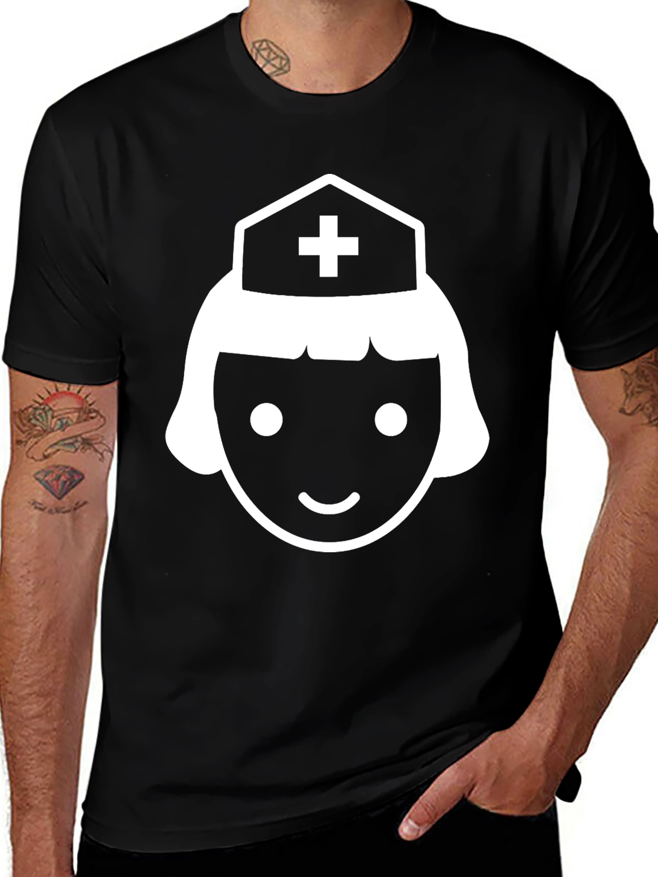 Variant 16 of Nurse Graphic Tee - Unisex Black Cotton T-Shirt
