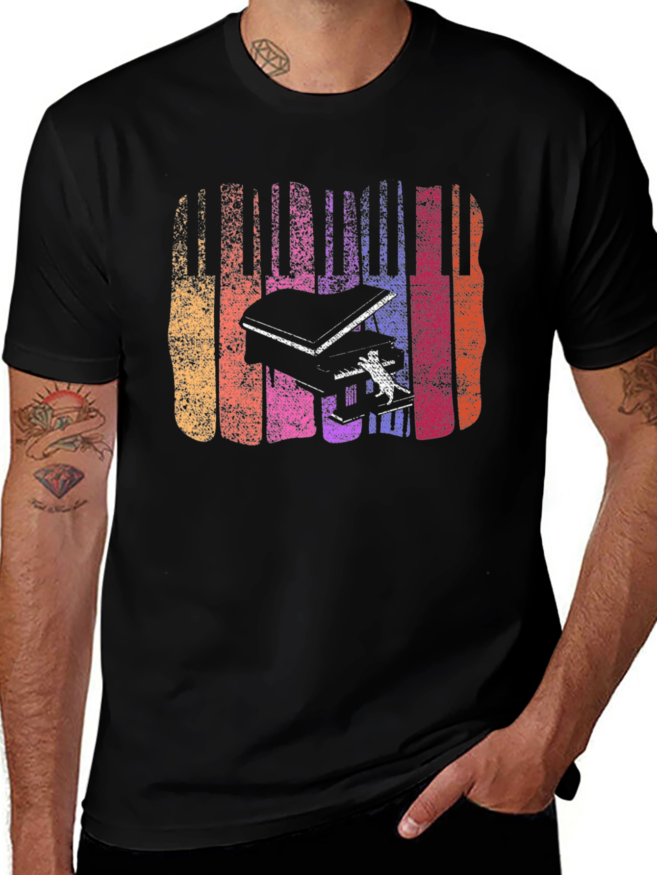 Variant 18 of Vintage Piano Keys T-Shirt - Music Lover Tee