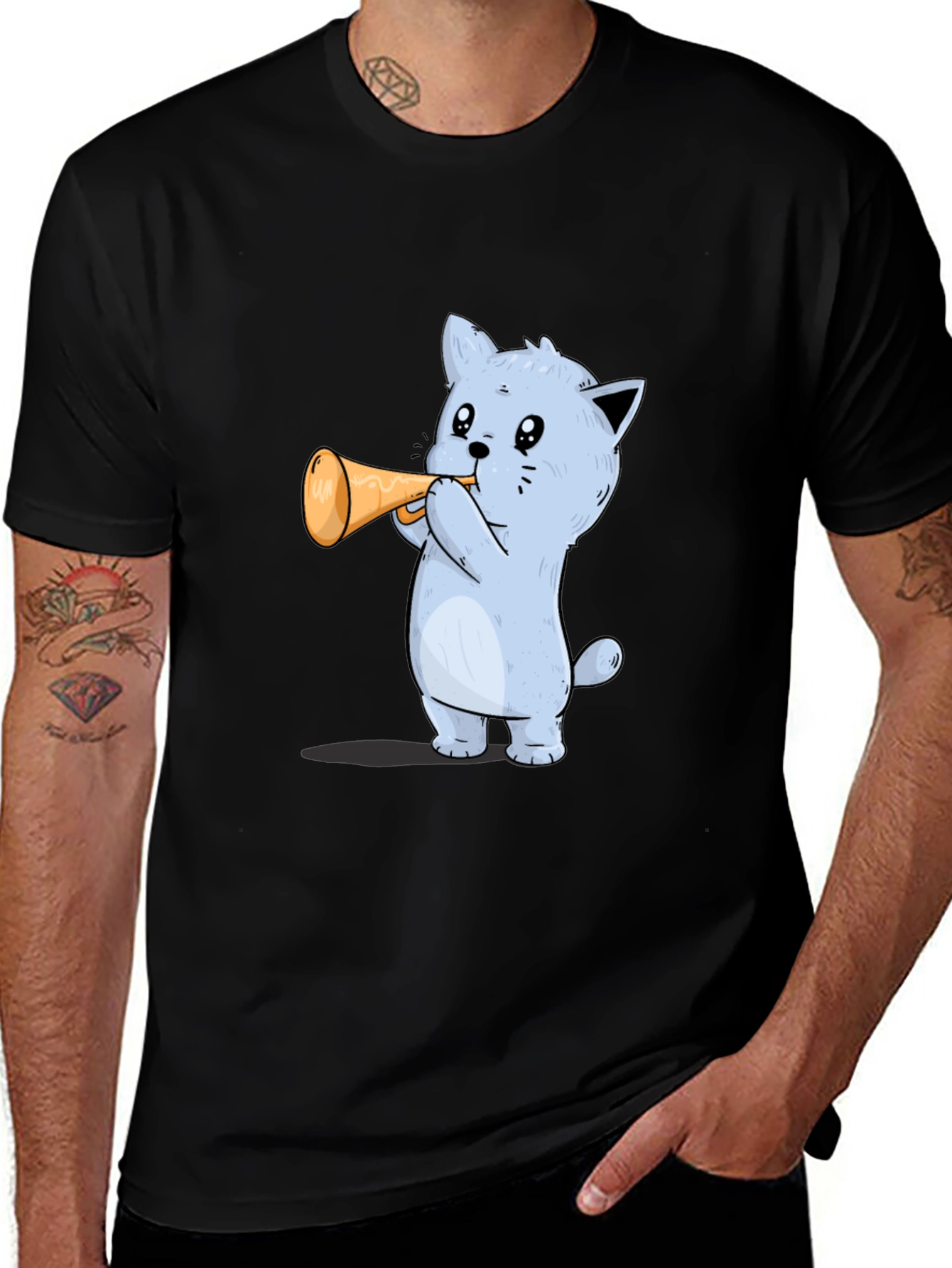 Variant 5 of Cat Trumpet T-Shirt - Musical Kitten Tee
