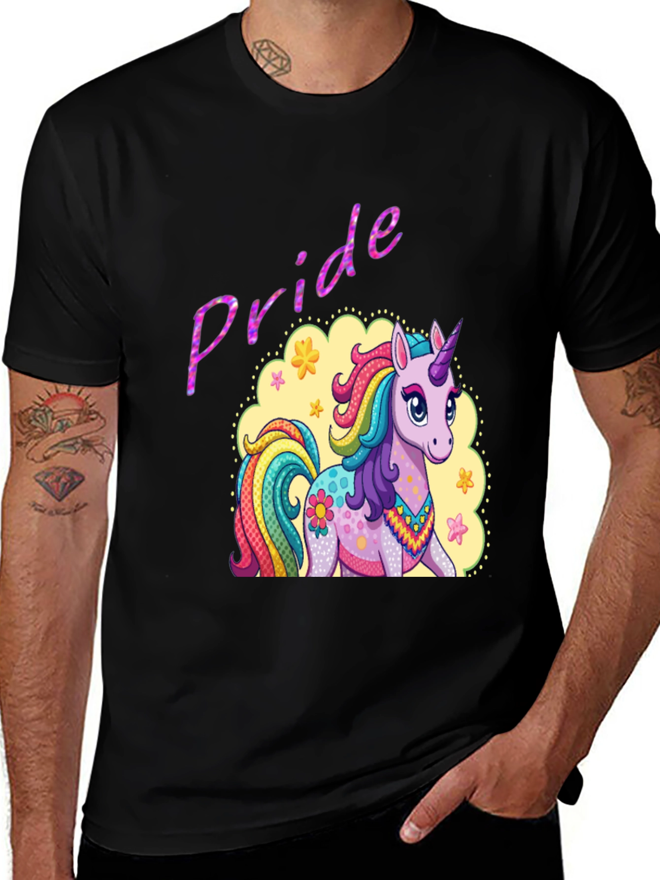 Variant 17 of Pride Unicorn Graphic Tee - Black