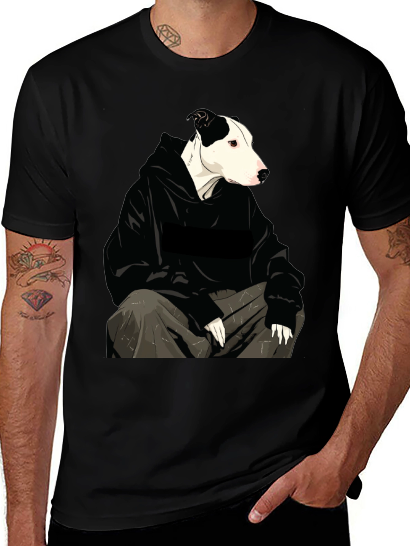 Variant 21 of Dog in Hoodie Graphic Tee - Unisex Black T-Shirt