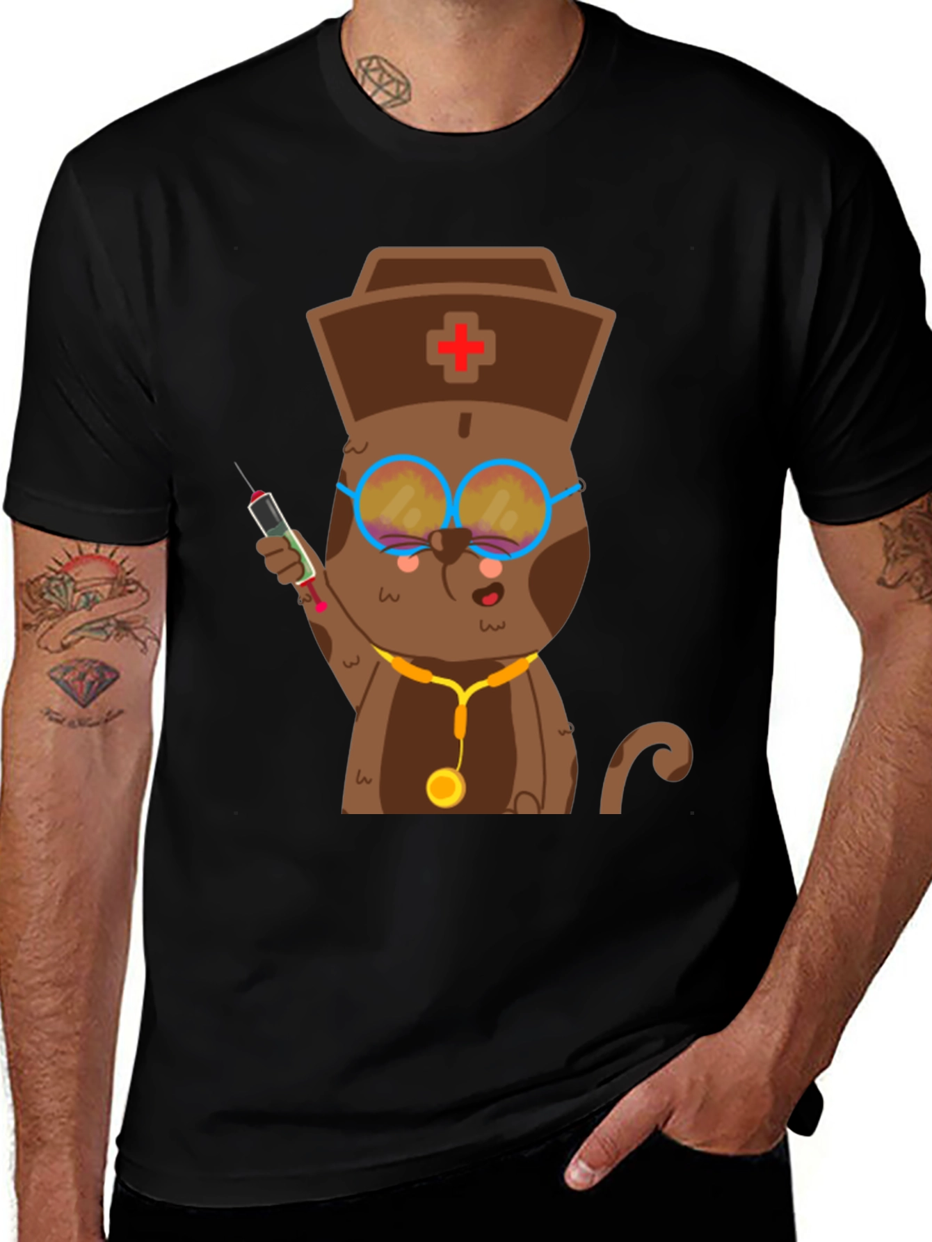 Black Cat Nurse T-Shirt - Funny Animal Tee main image