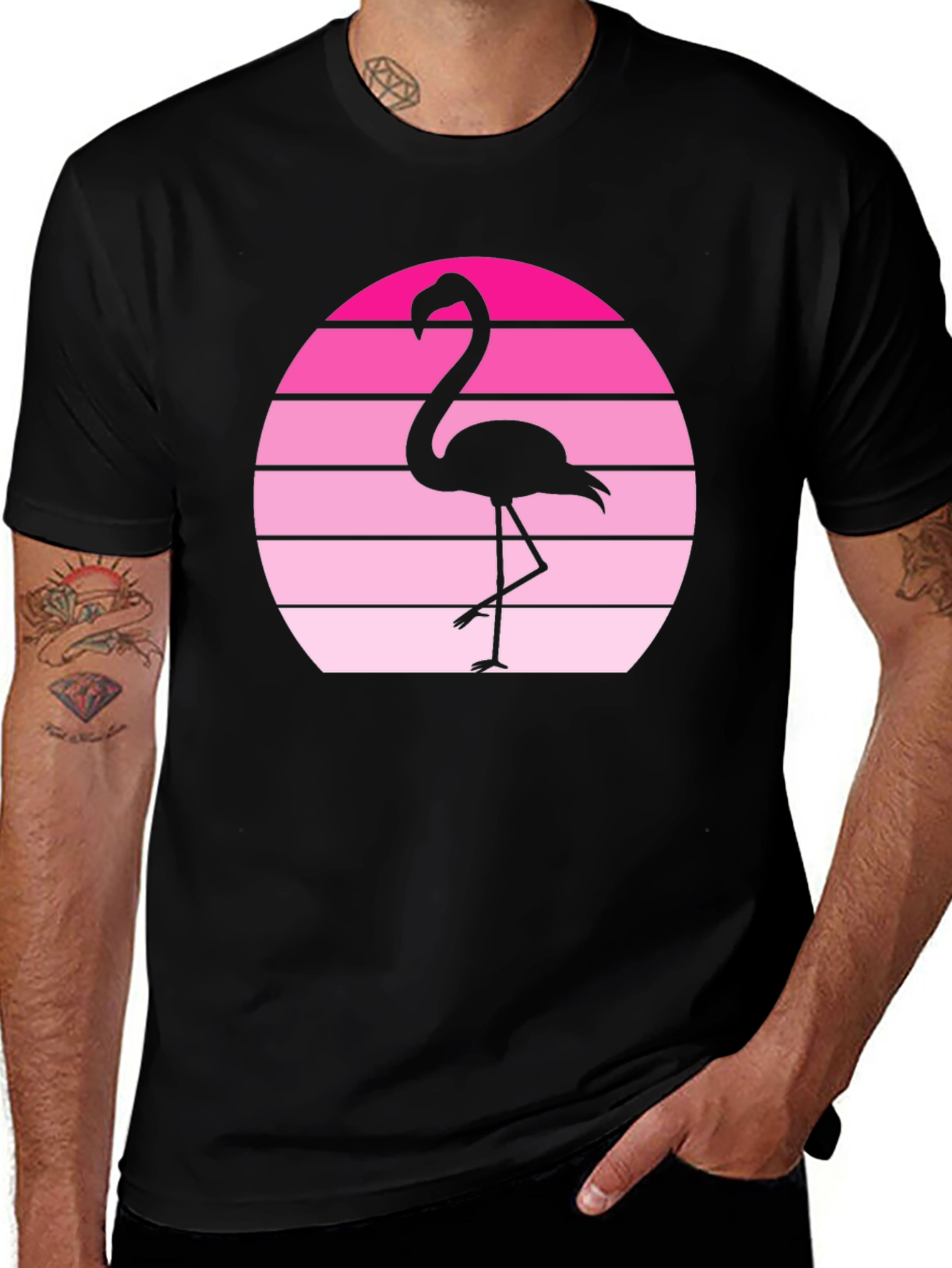 Variant 30 of Retro Flamingo Graphic Tee - Sunset Vibes
